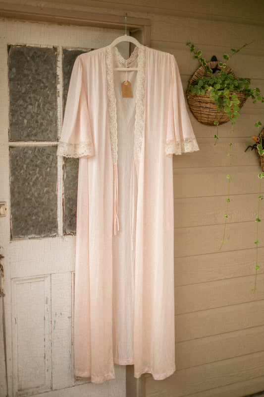 Vintage lace trimmed baby pink robe