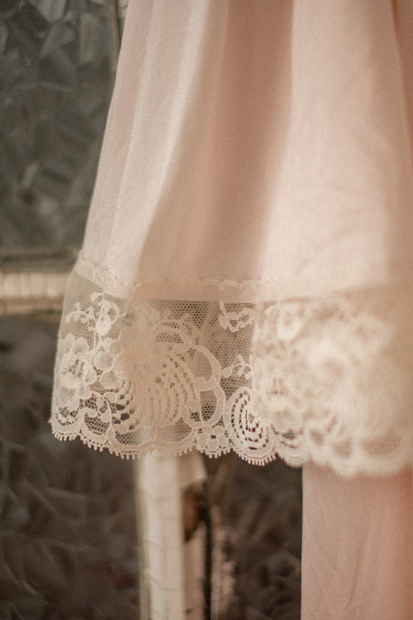 Vintage lace trimmed baby pink robe