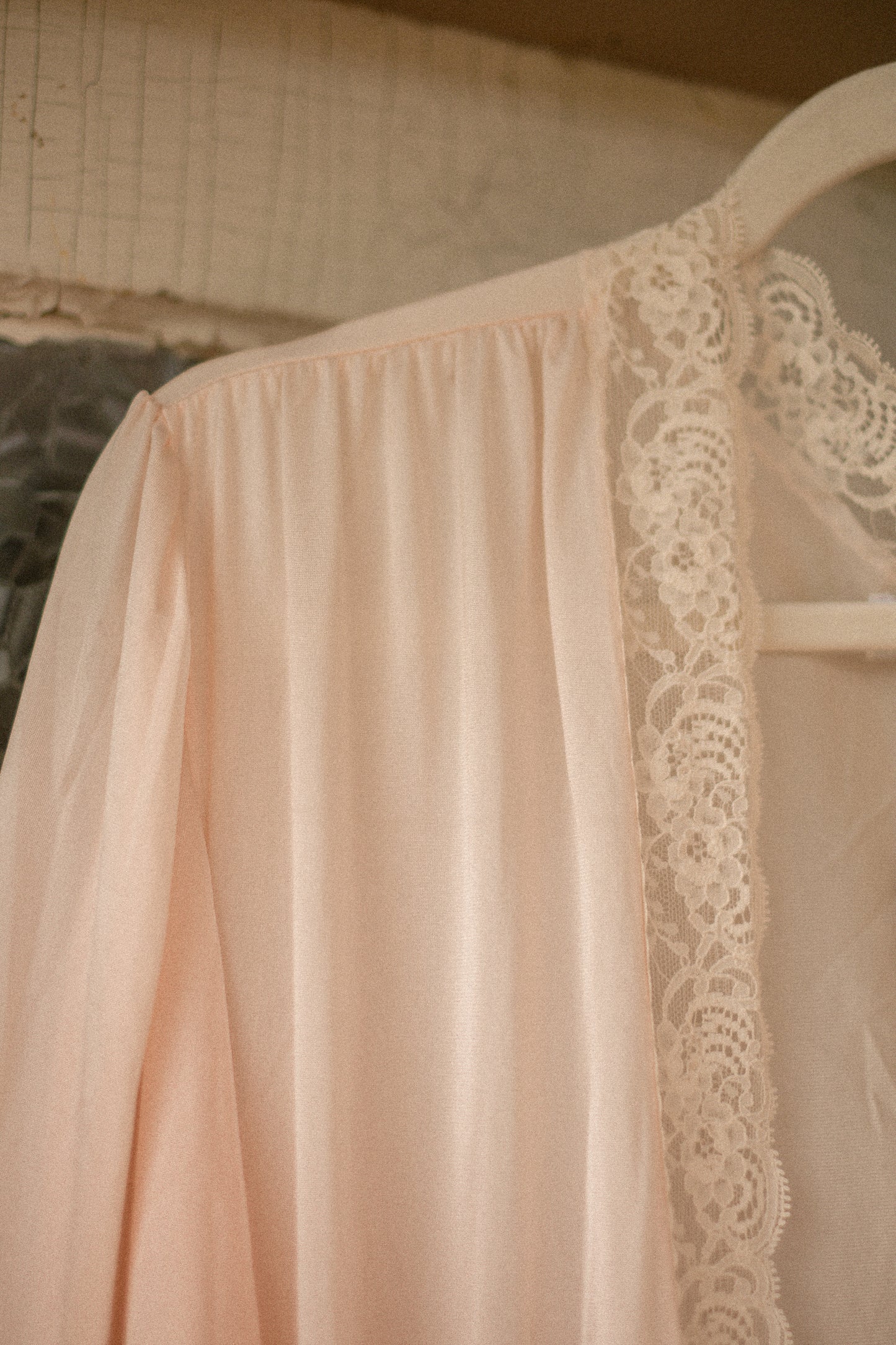 Vintage lace trimmed baby pink robe