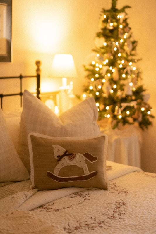 New✨ Applique rocking horse decorative pillow