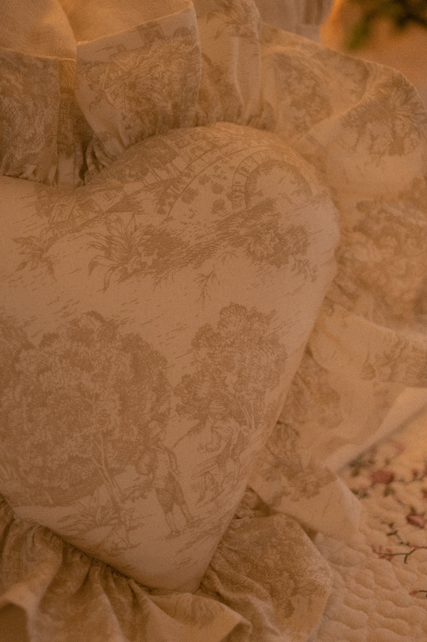 New ✨ Handmade ruffled heart pillow - Heirloom beige