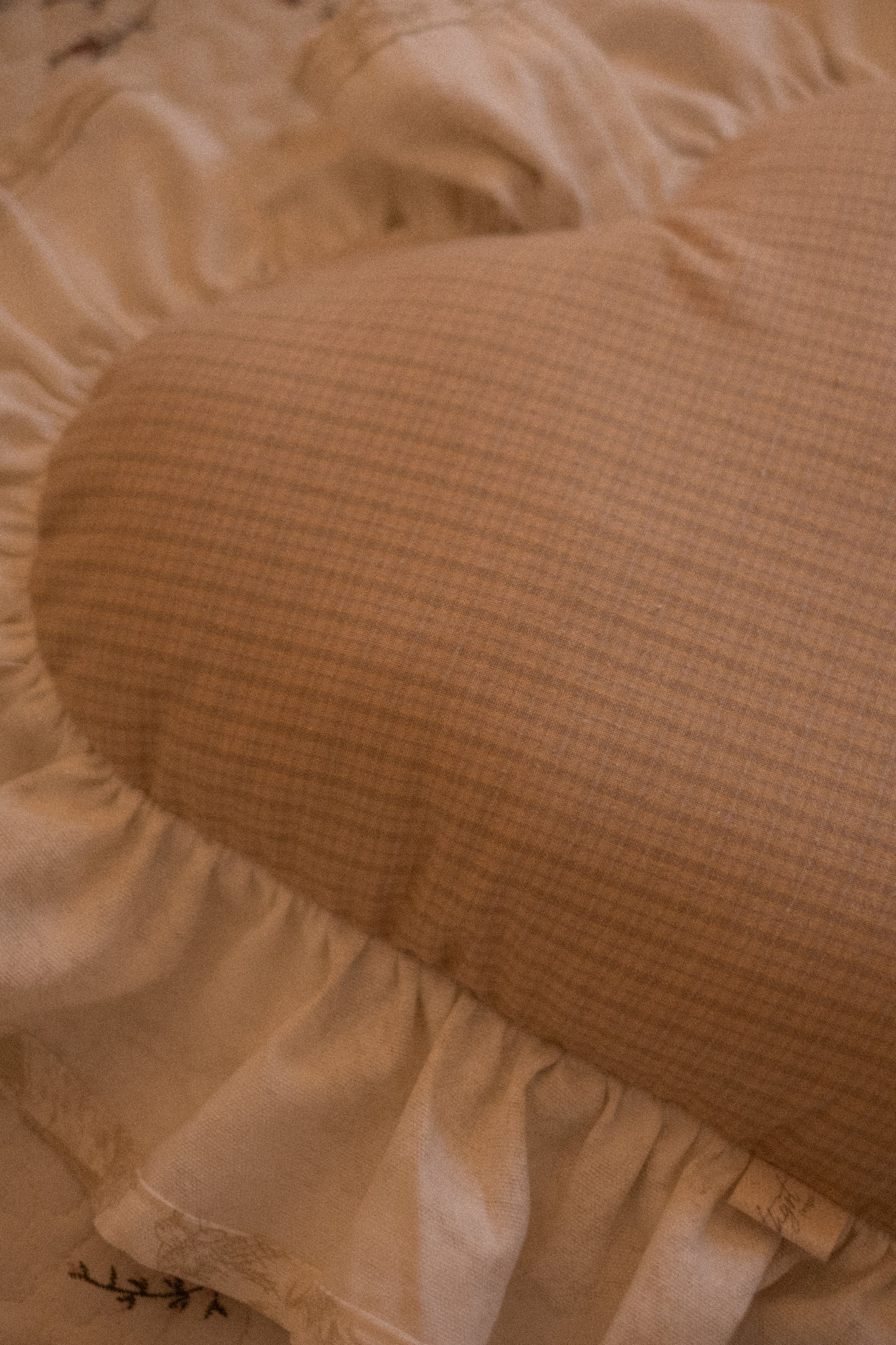 New ✨ Handmade ruffled heart pillow - Heirloom beige