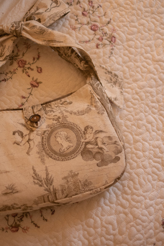 New ✨ Vintage inspired toile bow tote - Antique Cocoa