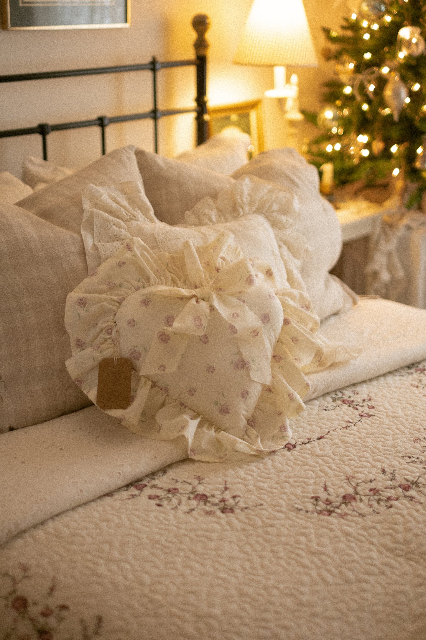 Handmade ruffled heart pillow - Adeline