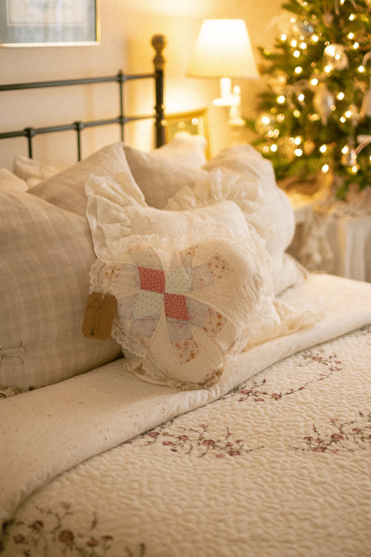 Handmade ruffled heart pillow - Mabel