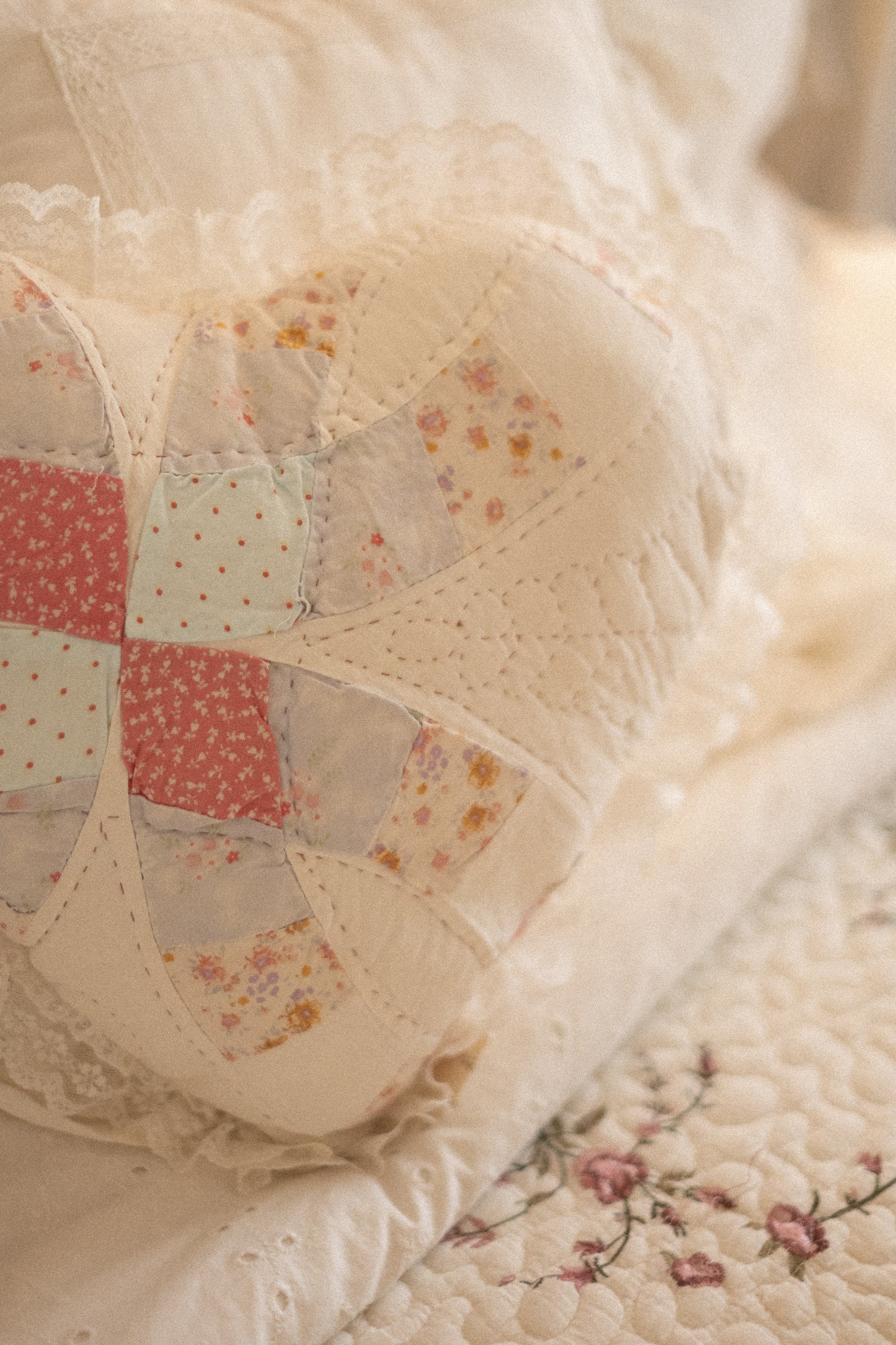 Handmade ruffled heart pillow - Mabel