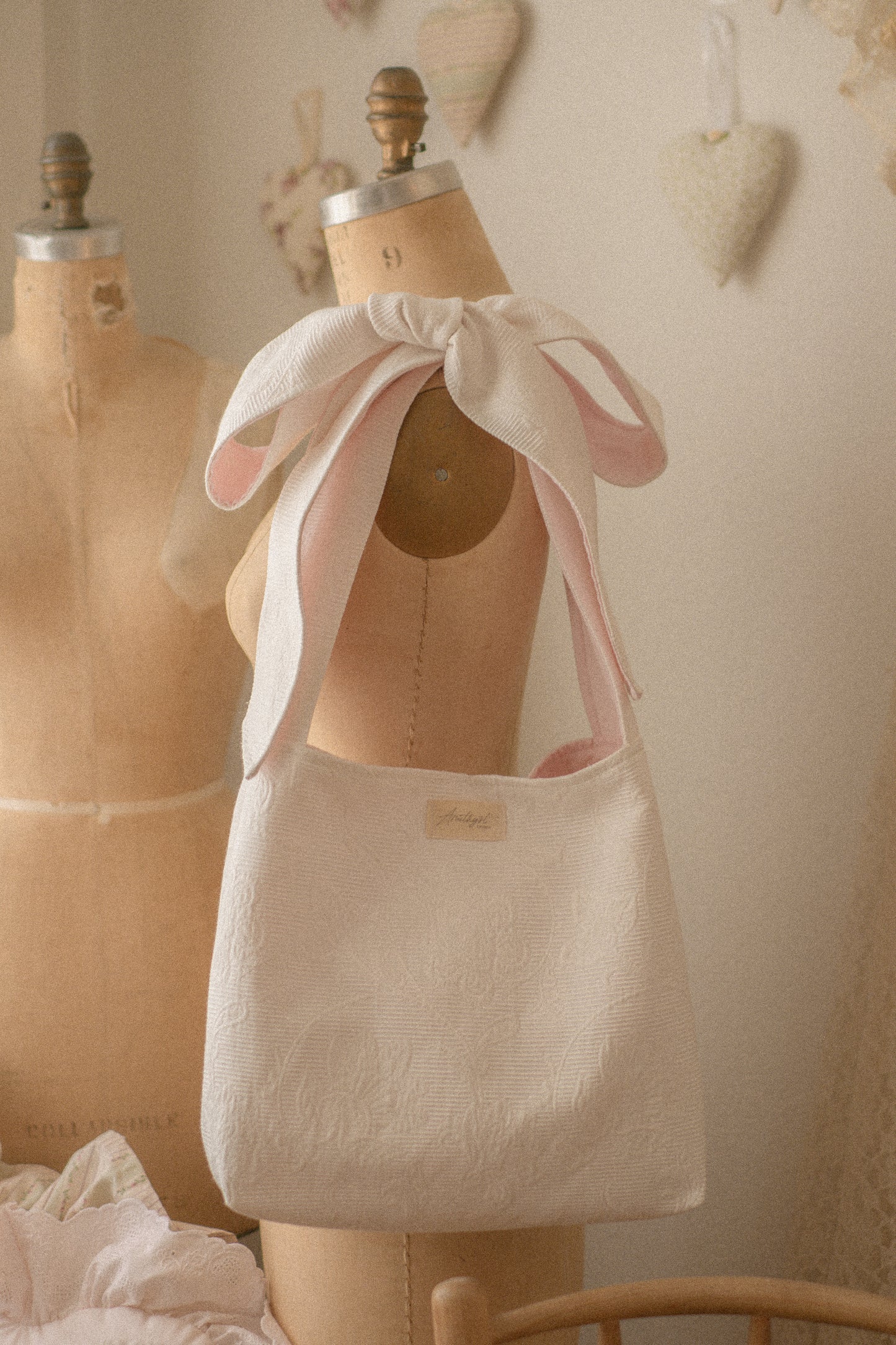 Handmade Ribbon reversible tote - Clara