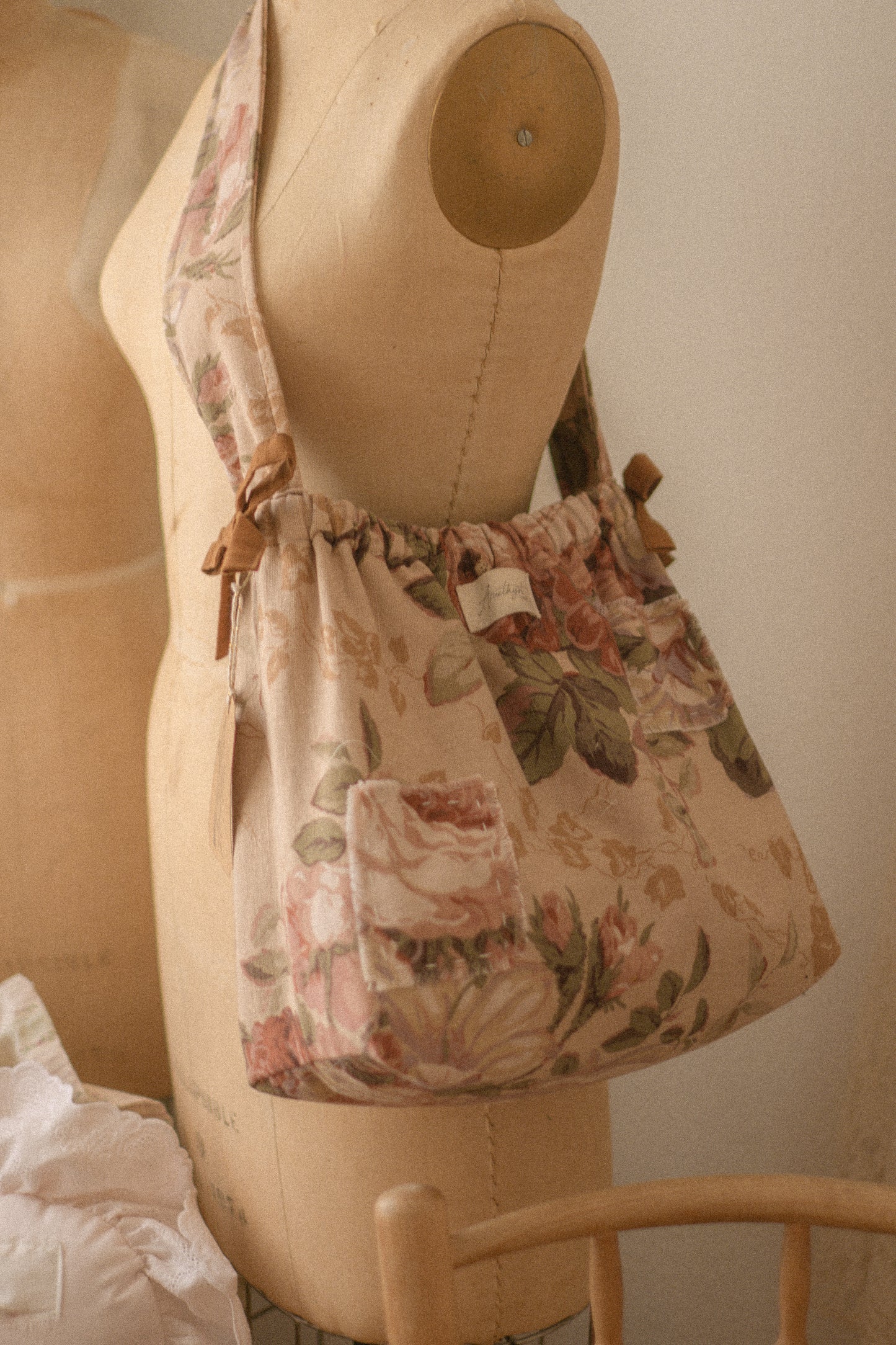 Handmade patchwork cotton tote bag - Romantique