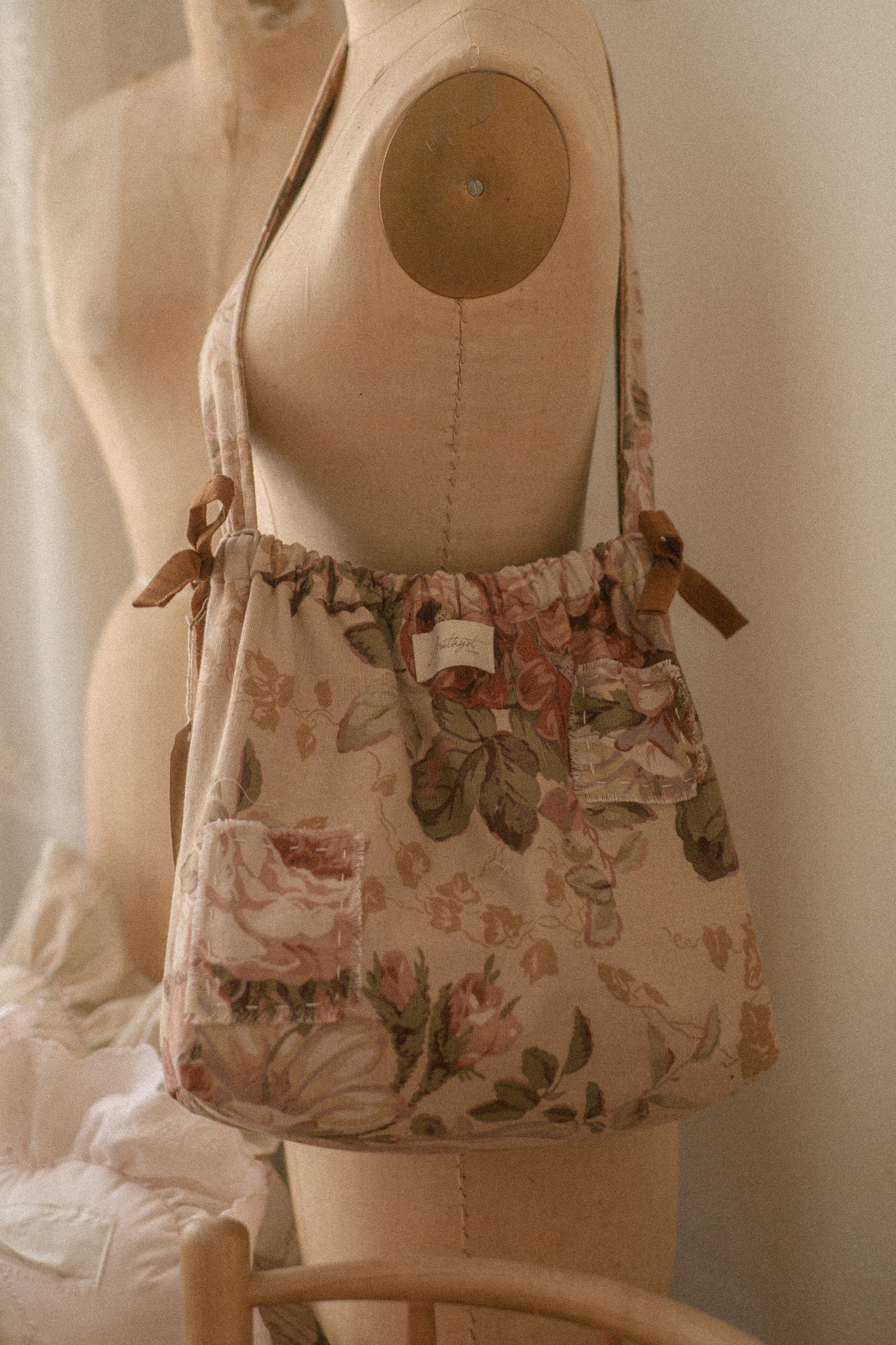 Handmade patchwork cotton tote bag - Romantique