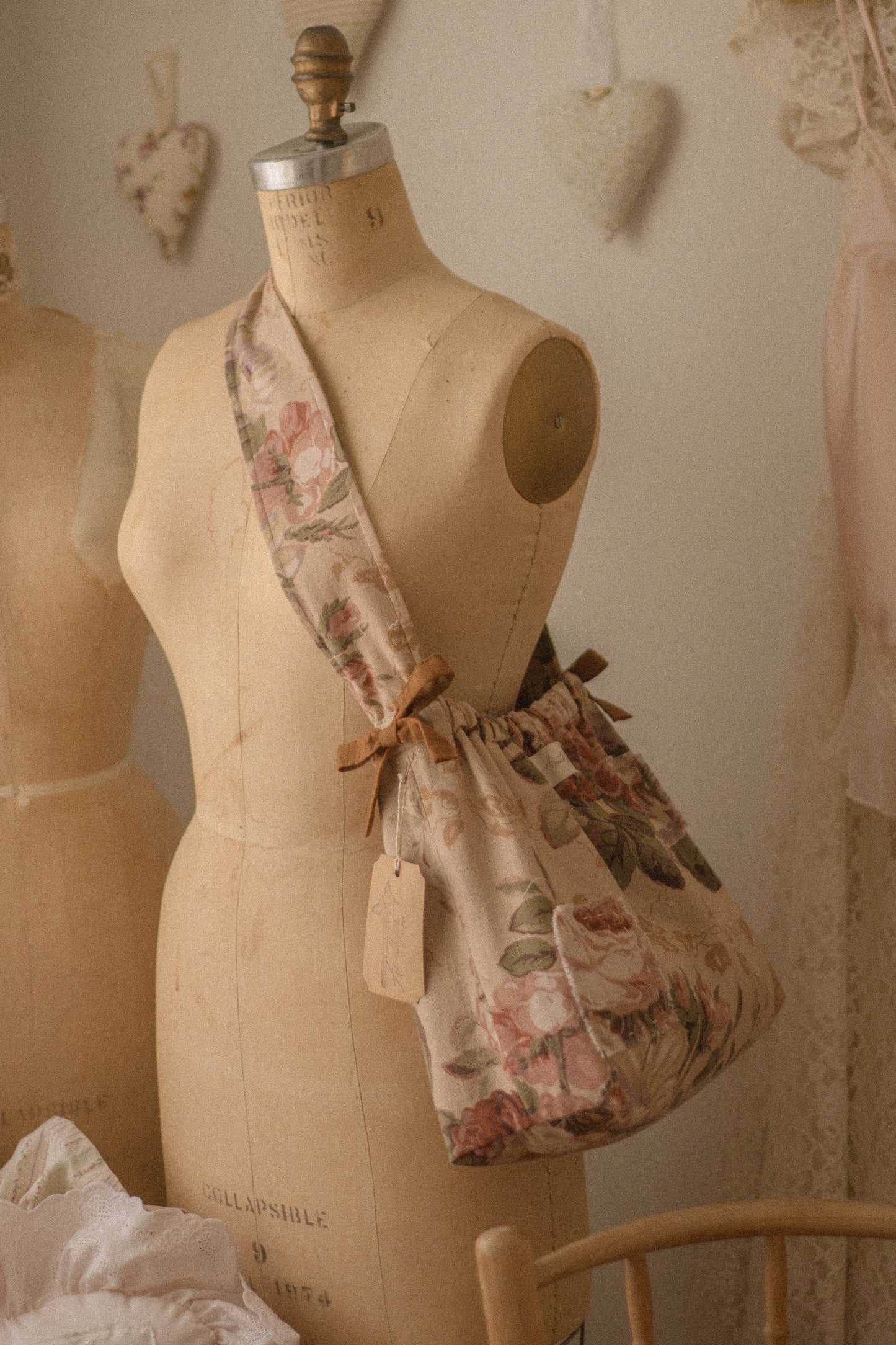 Handmade patchwork cotton tote bag - Romantique