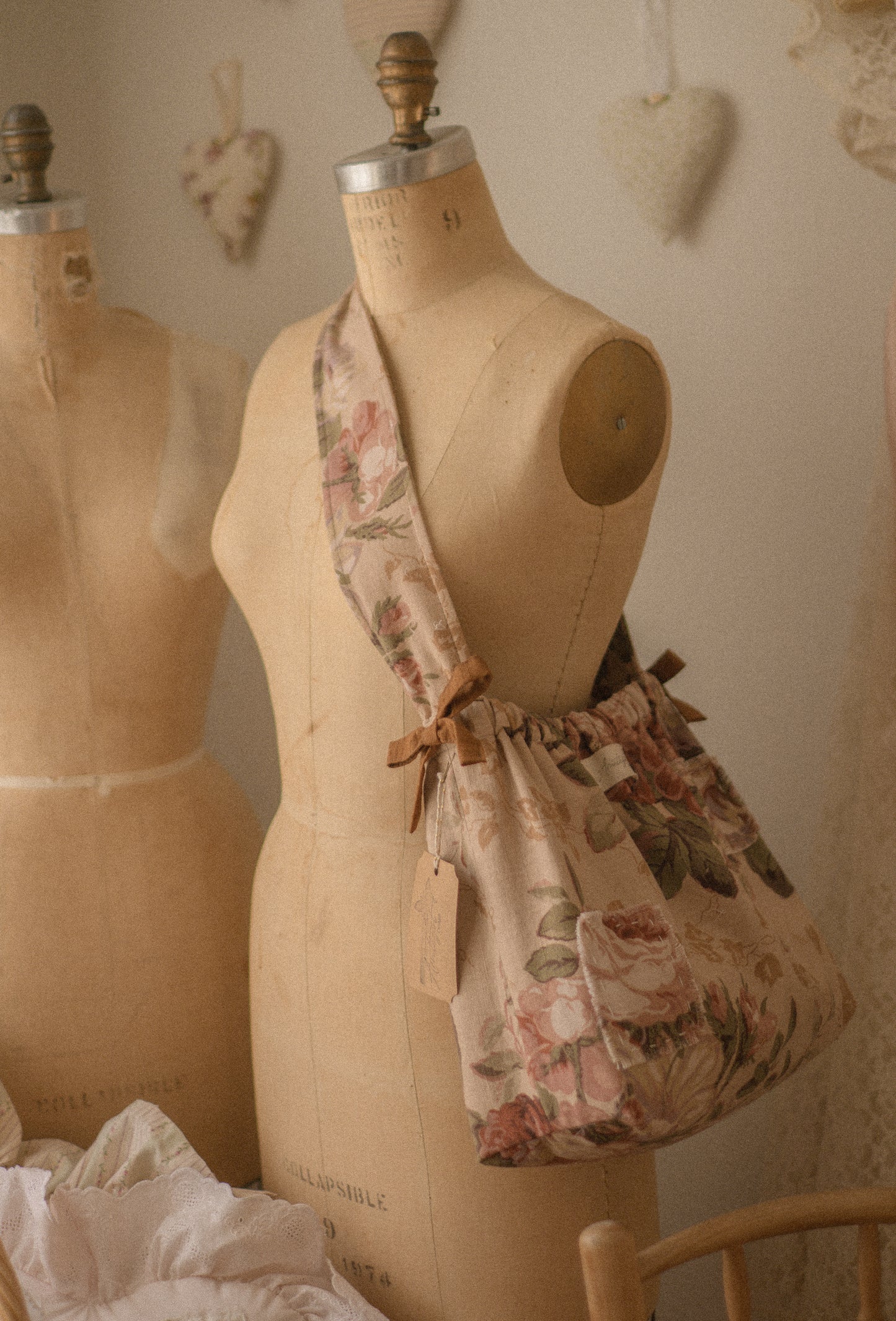 Handmade patchwork cotton tote bag - Romantique