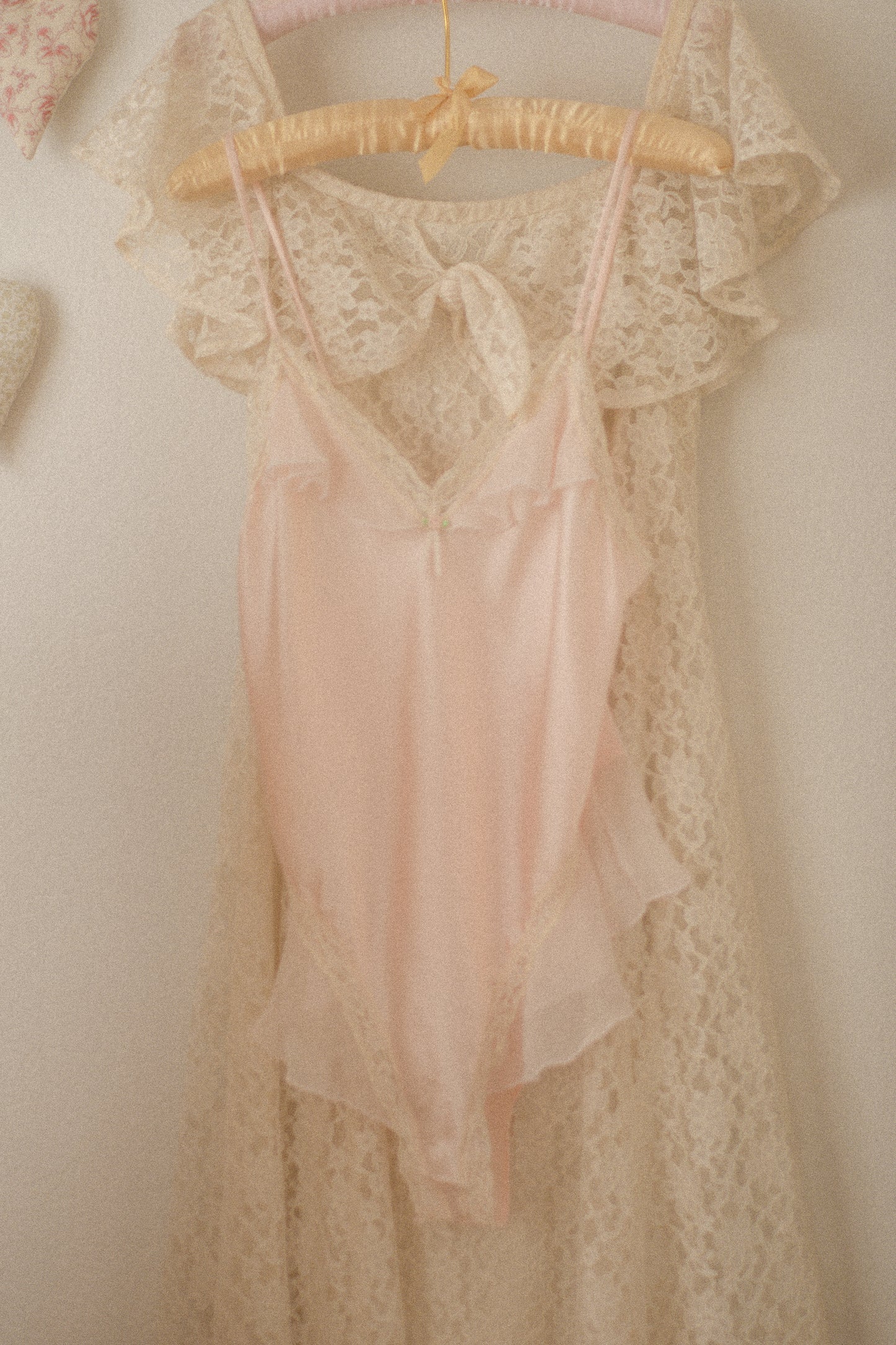 Vintage pink satin ruffled playsuit