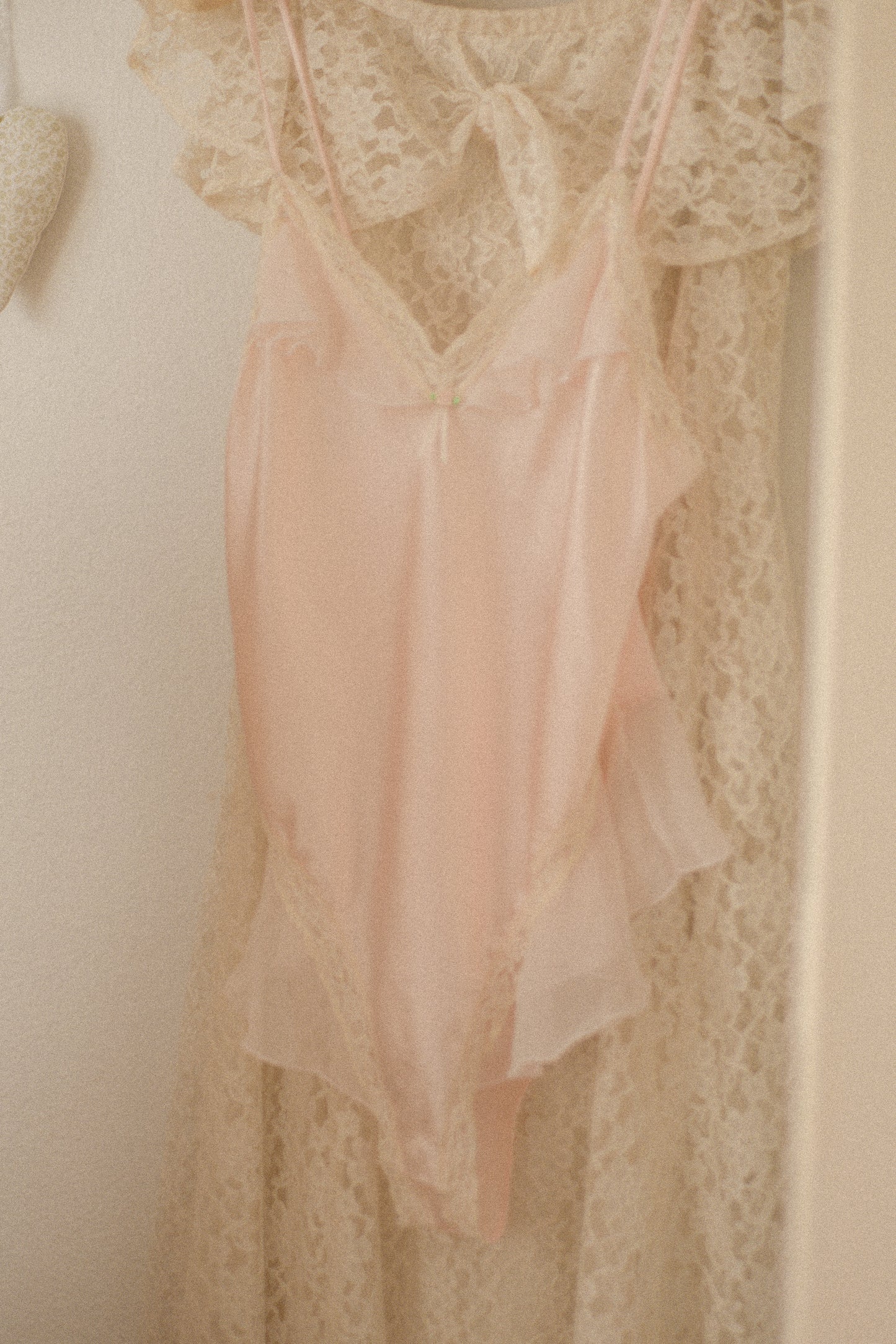 Vintage pink satin ruffled playsuit