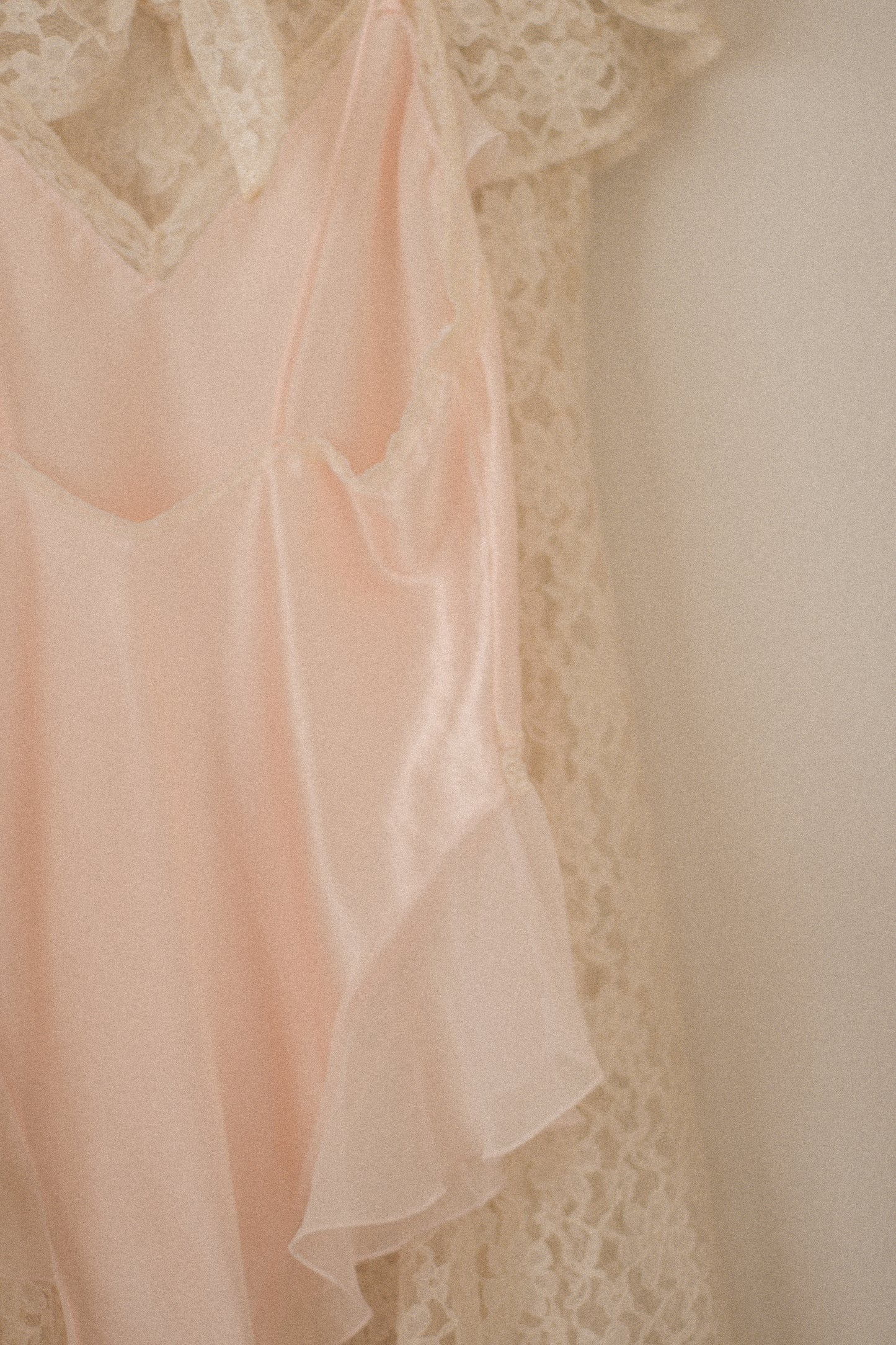 Vintage pink satin ruffled playsuit
