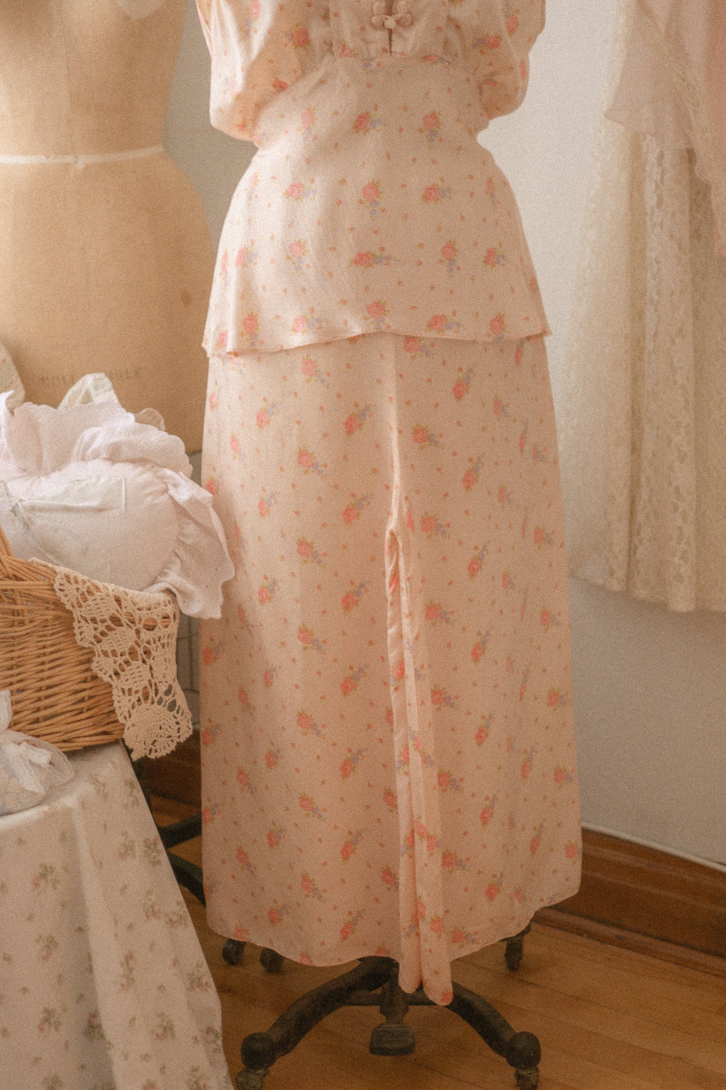 Vintage floral silk pyjama set