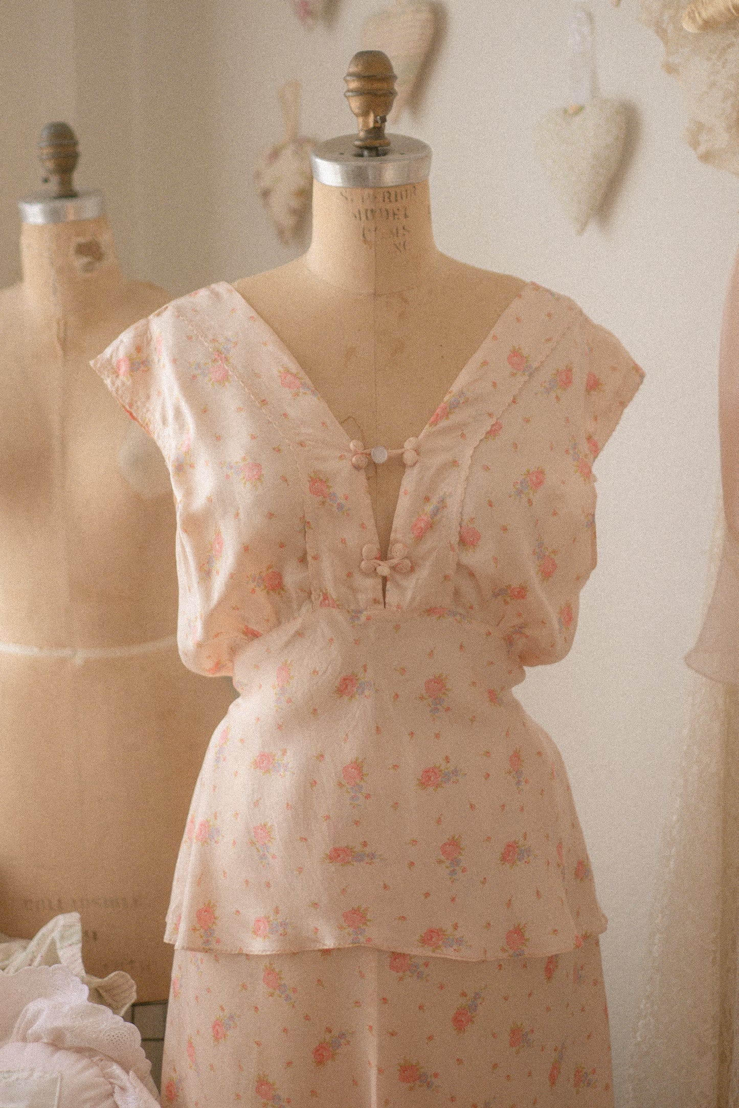 Vintage floral silk pyjama set