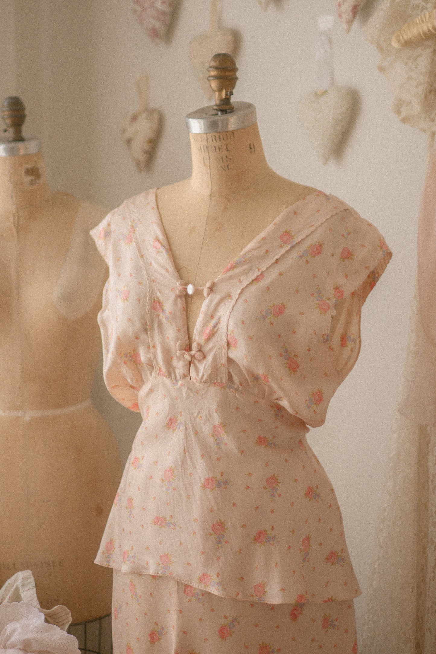 Vintage floral silk pyjama set