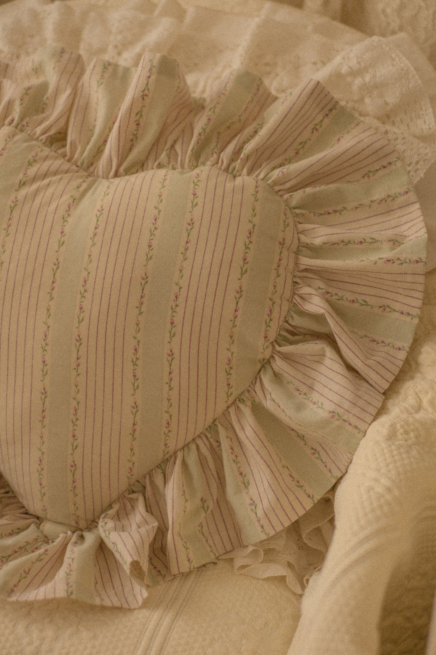 Handmade ruffled heart pillow - Eloise