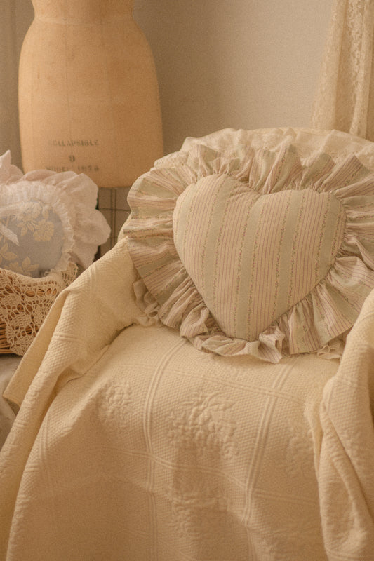 Handmade ruffled heart pillow - Eloise