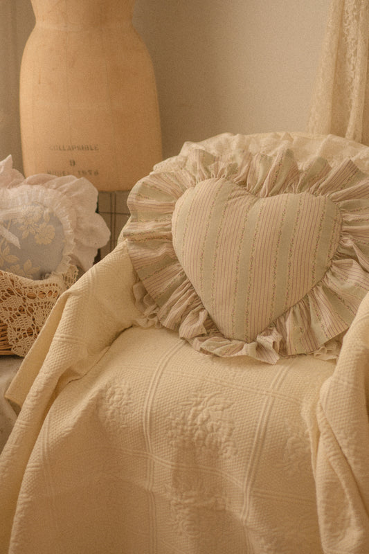 Handmade ruffled heart pillow - Eloise