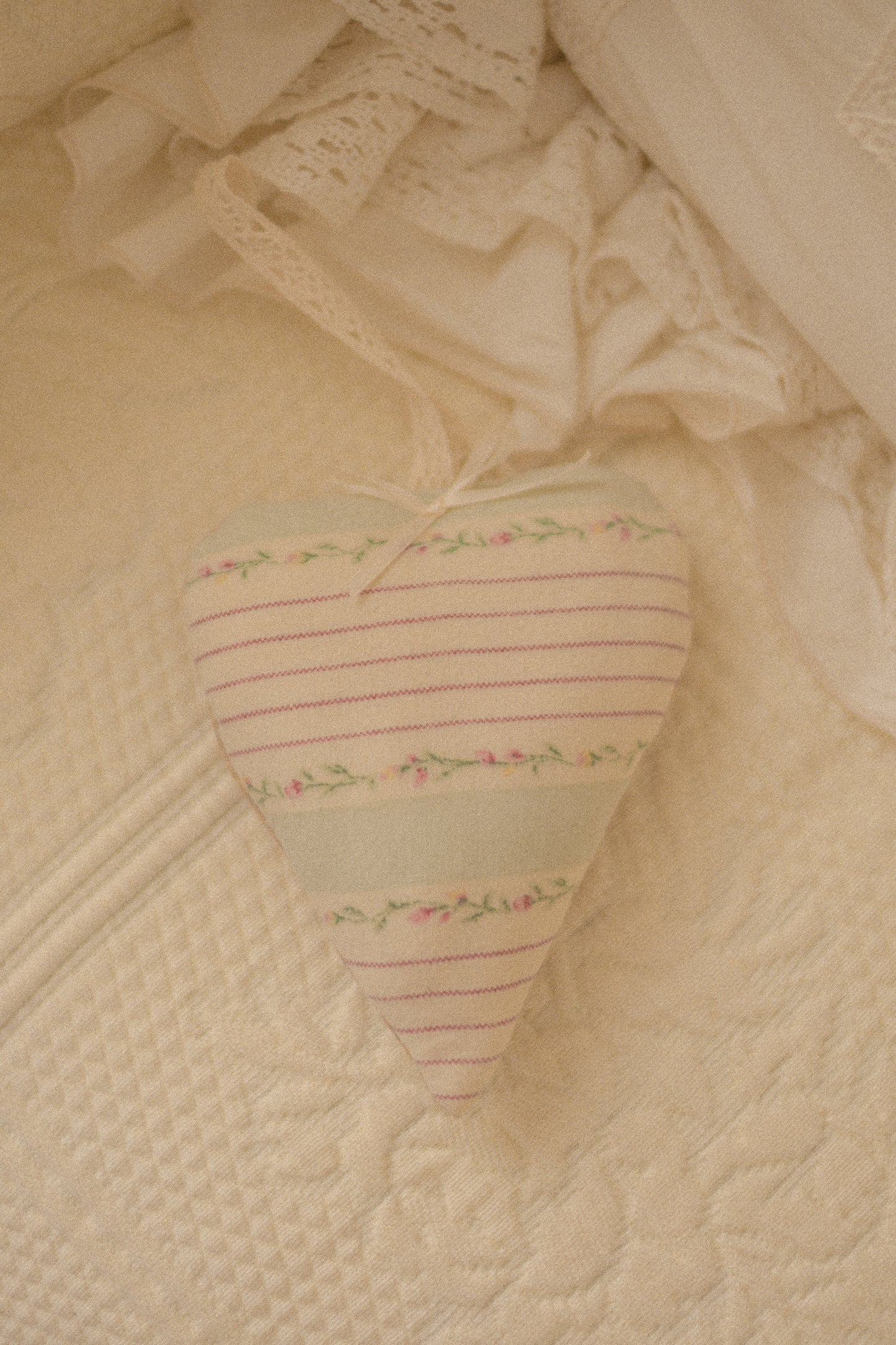 Handmade quilted heart shaped ornaments ♡