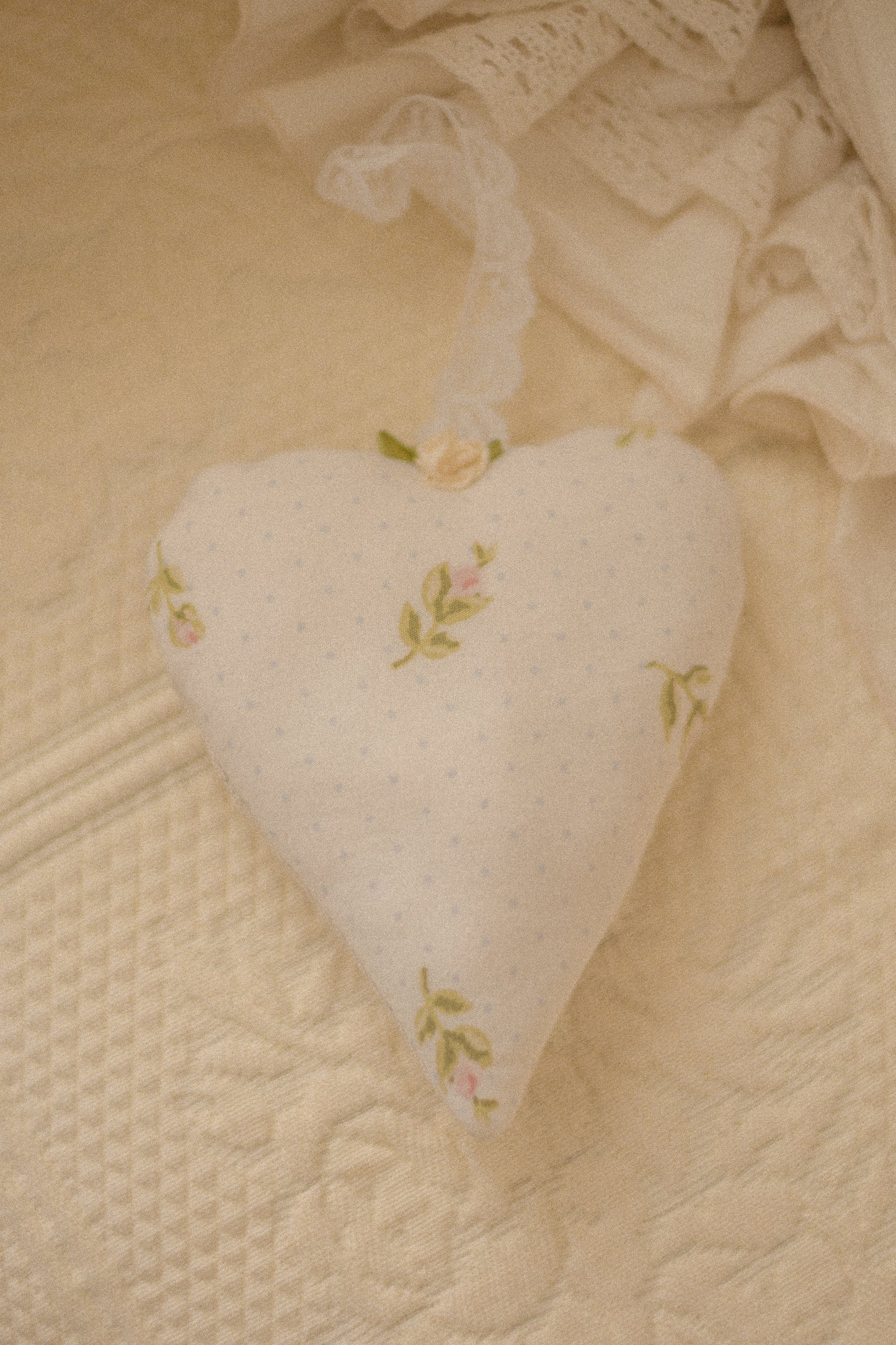 Handmade quilted heart shaped ornaments ♡