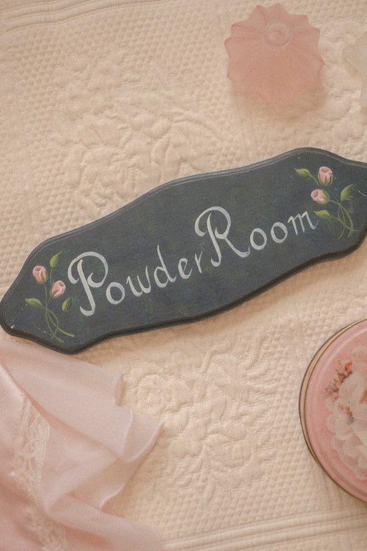 Vintage hand painted powder room sign