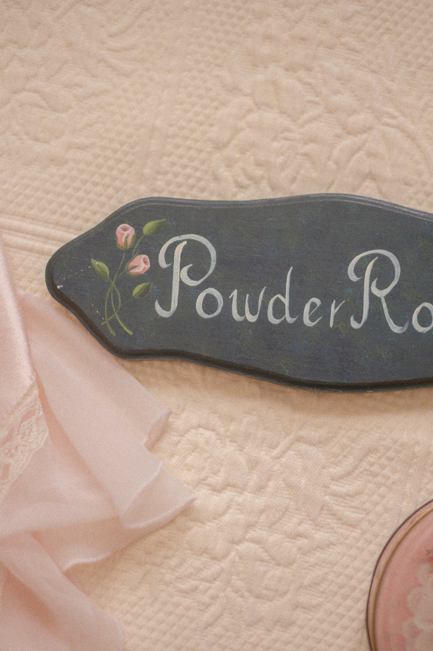 Vintage hand painted powder room sign