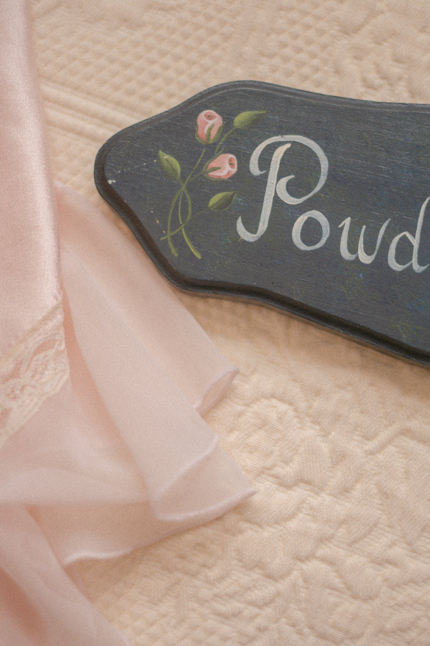 Vintage hand painted powder room sign