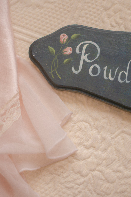 Vintage hand painted powder room sign