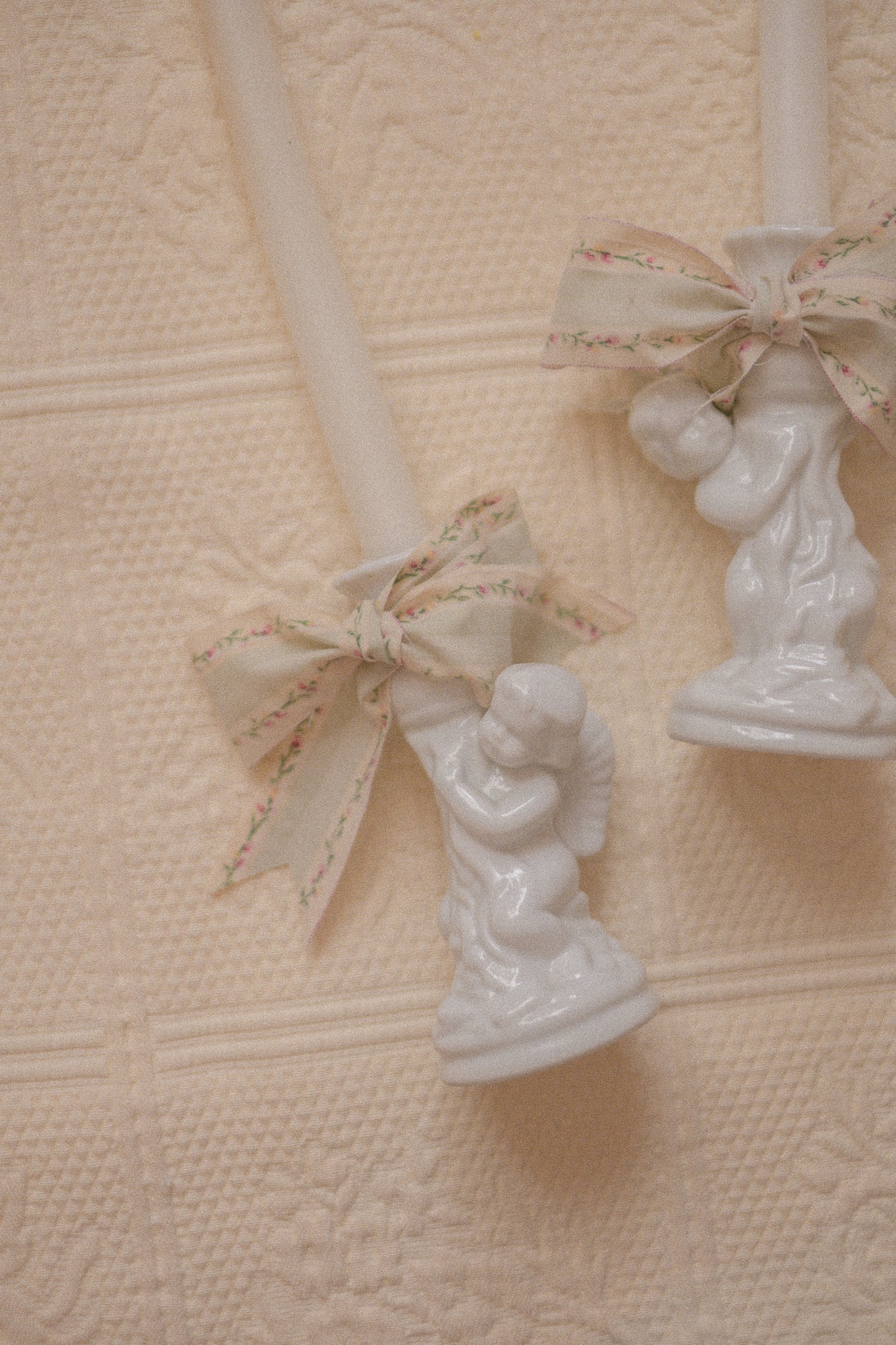 Vintage cherub tapered candle sticks