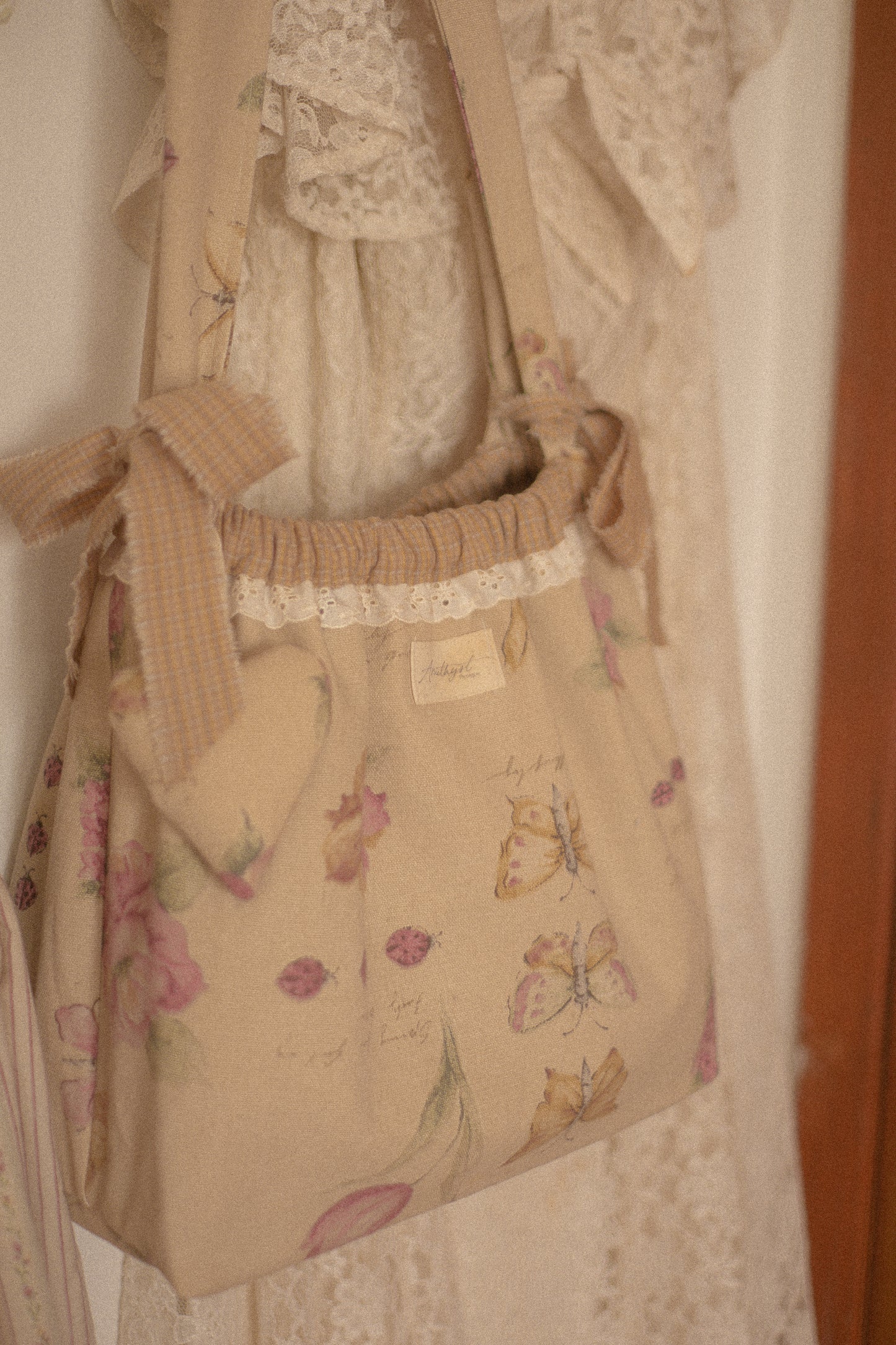 Handmade cotton tote bag - petit papillon