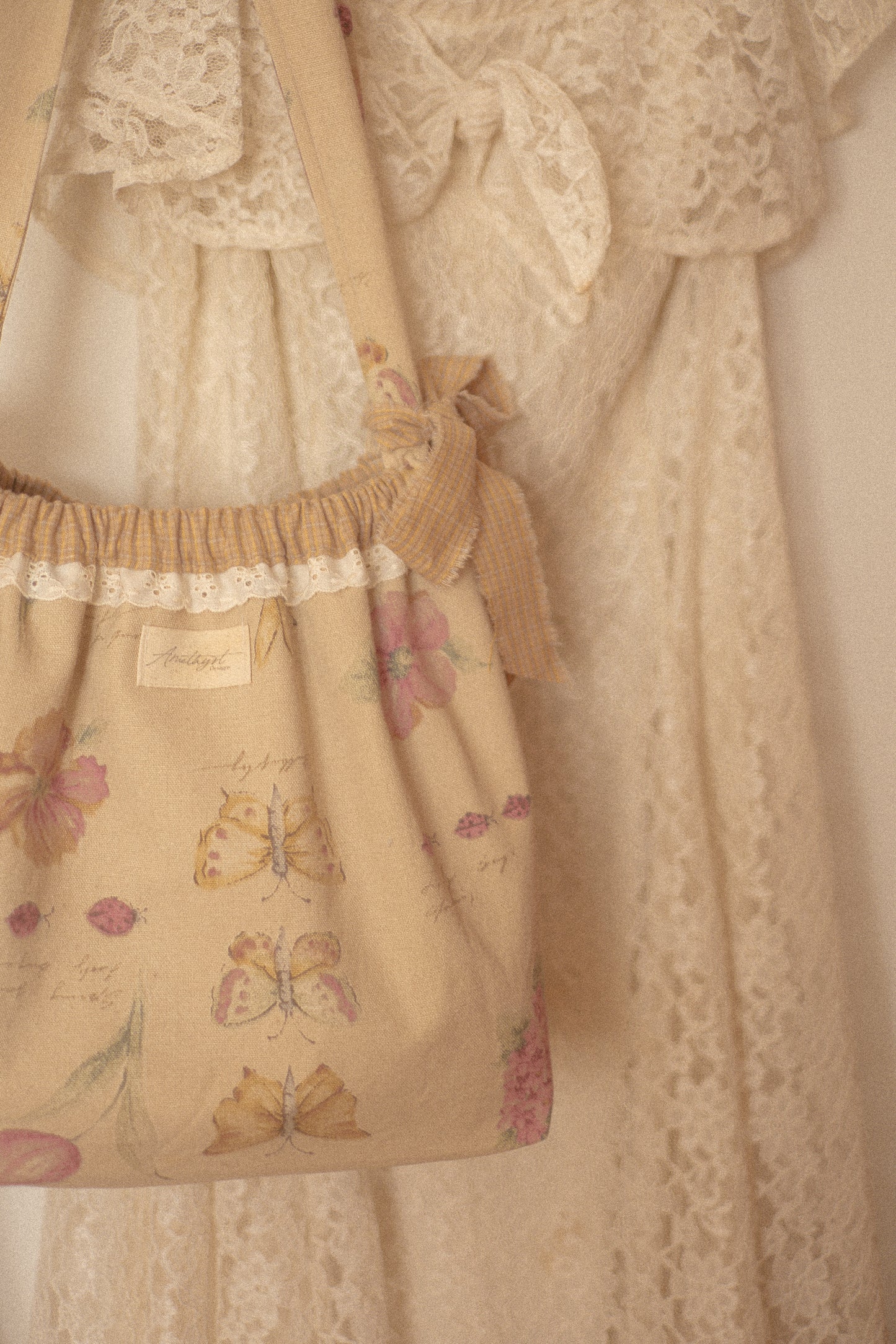 Handmade cotton tote bag - petit papillon