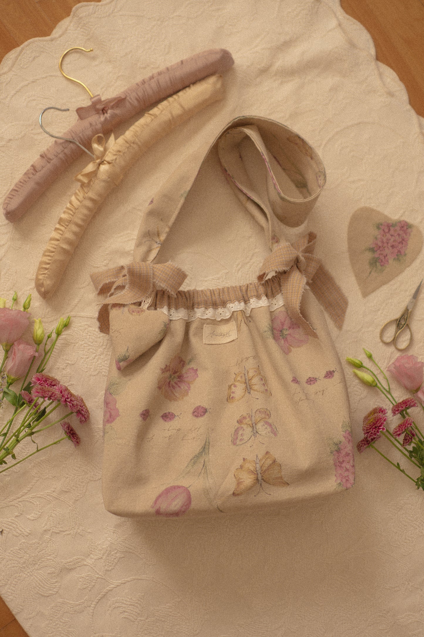 Handmade cotton tote bag - petit papillon