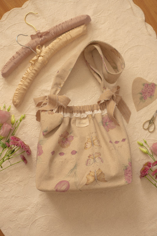 Handmade cotton tote bag - petit papillon