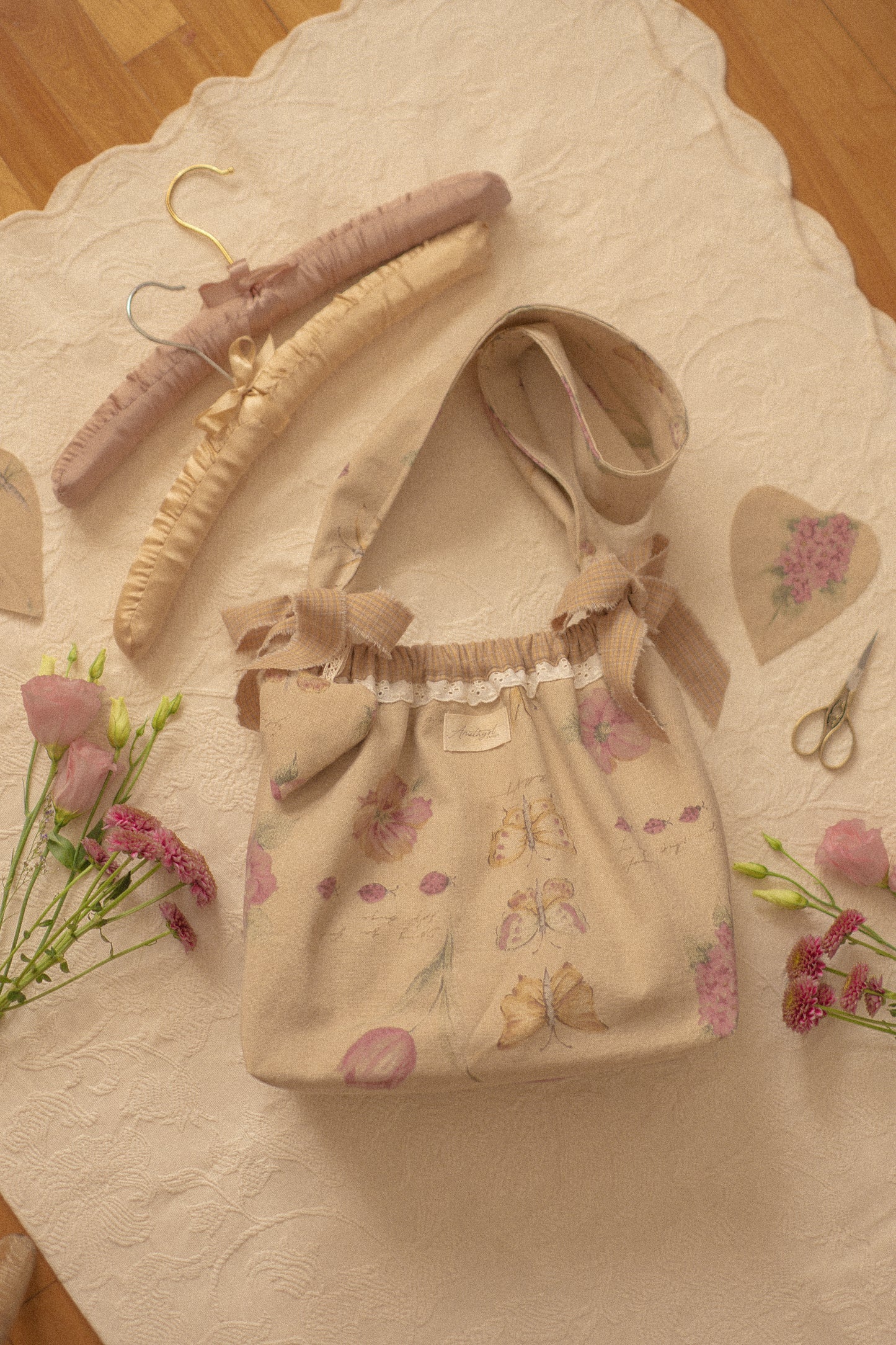 Handmade cotton tote bag - petit papillon