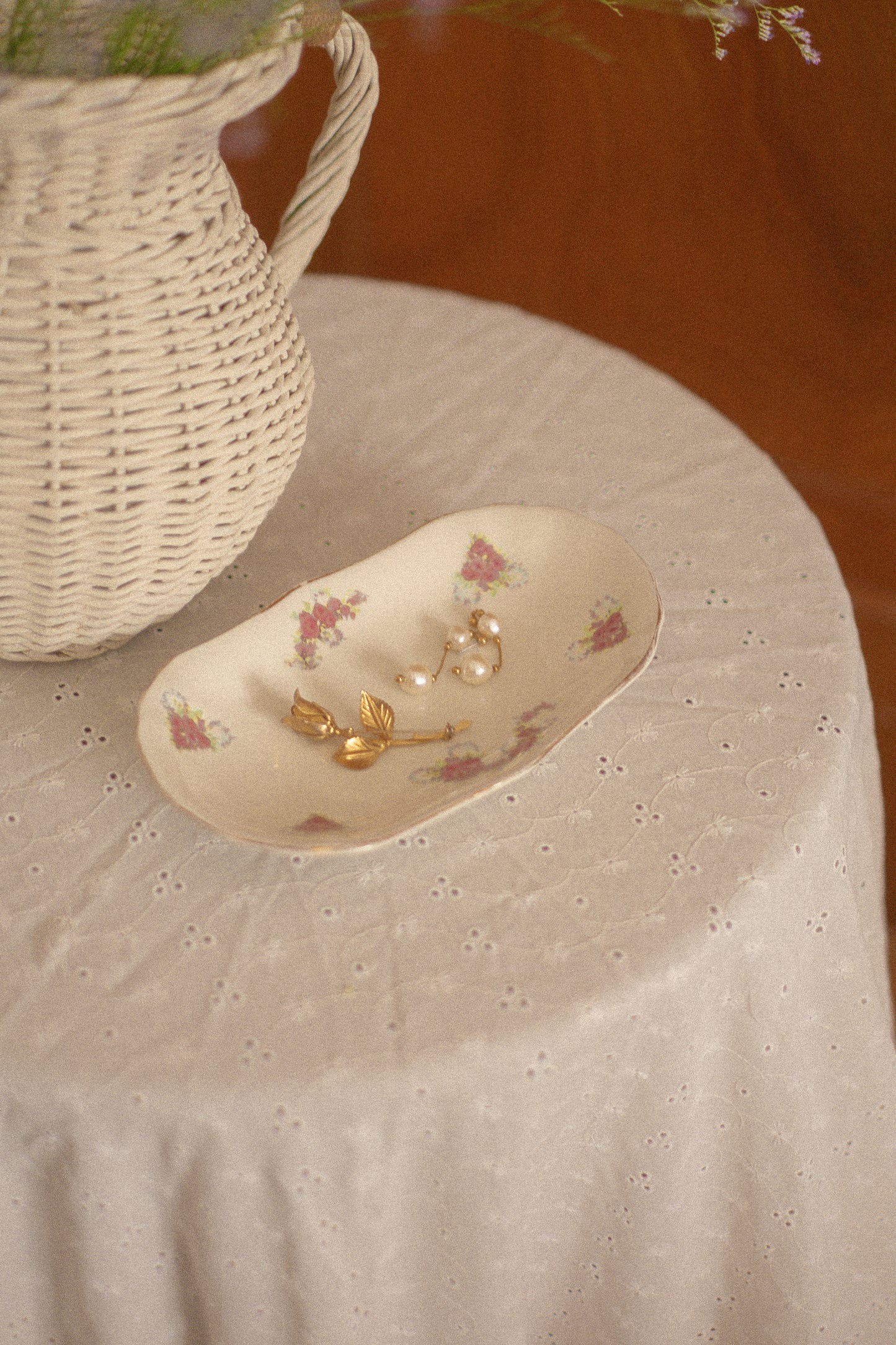 vintage floral trinket dish