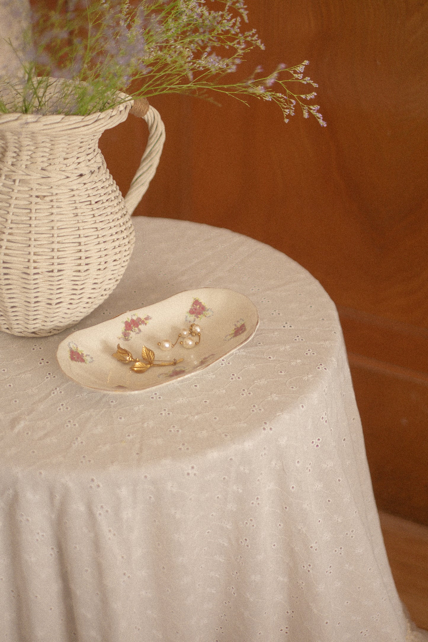 vintage floral trinket dish