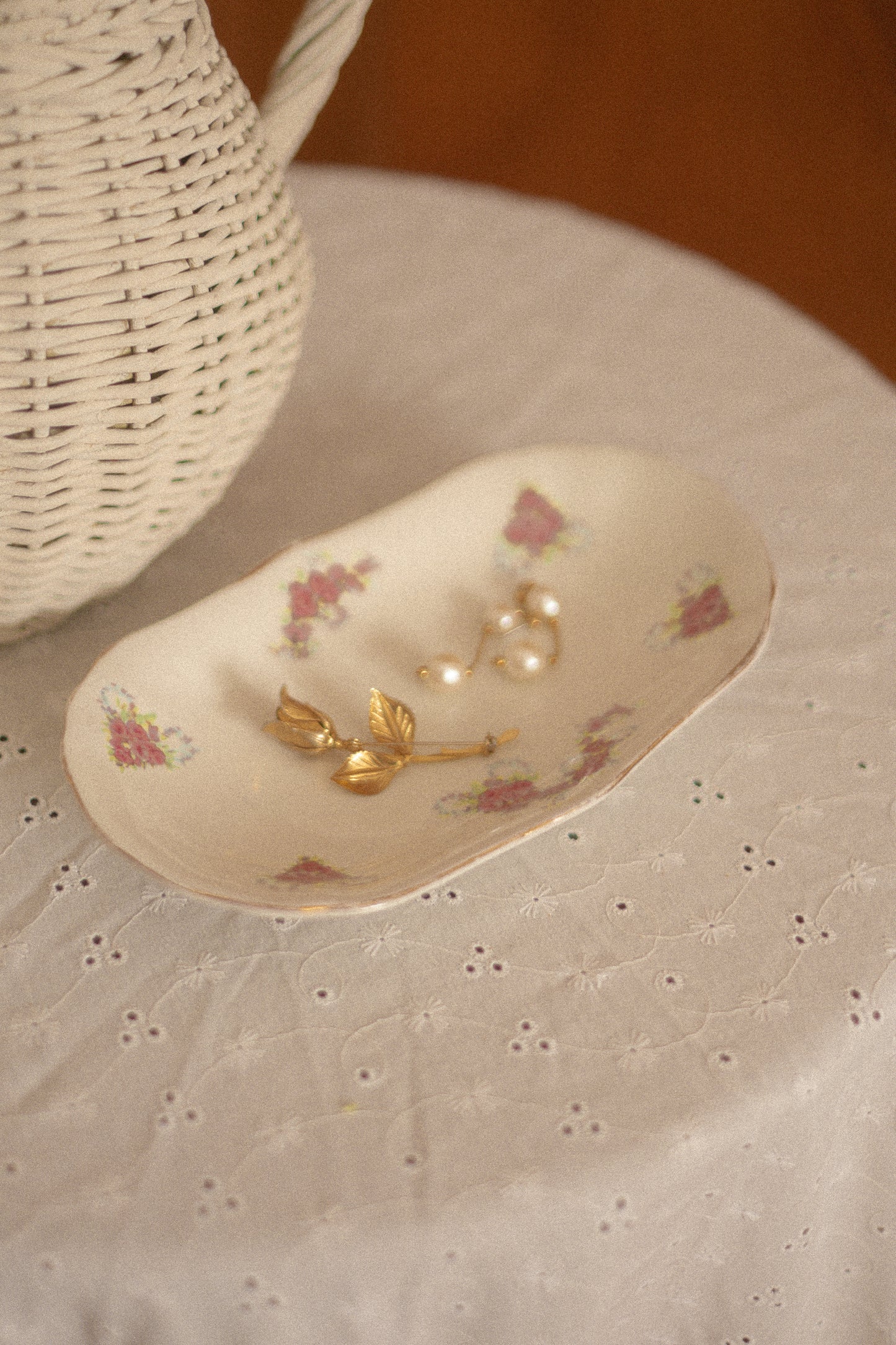 vintage floral trinket dish