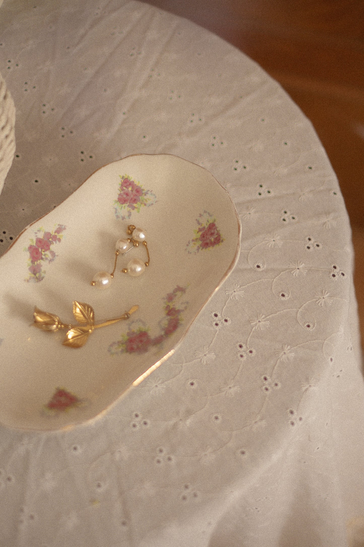 vintage floral trinket dish