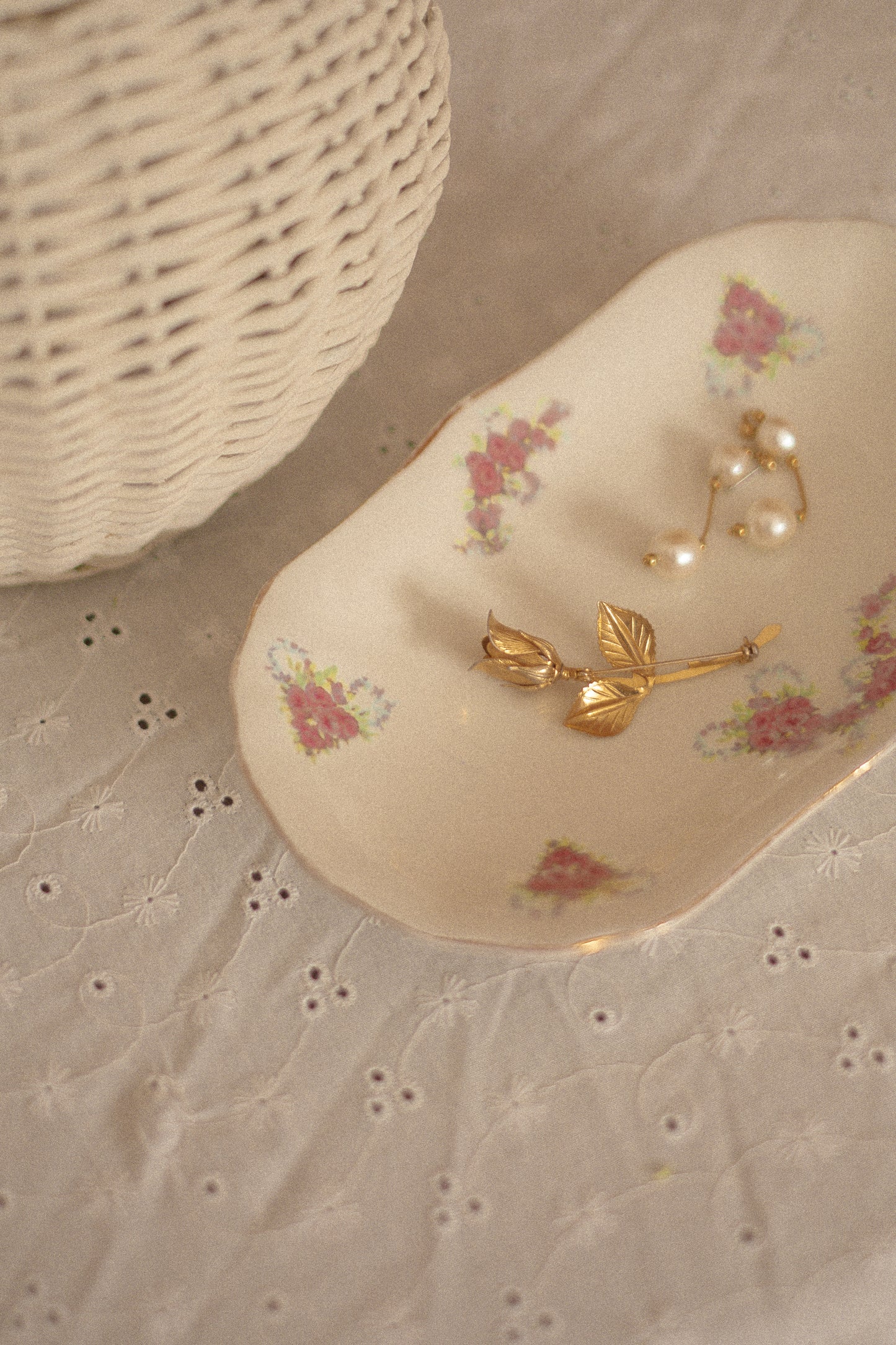 vintage floral trinket dish