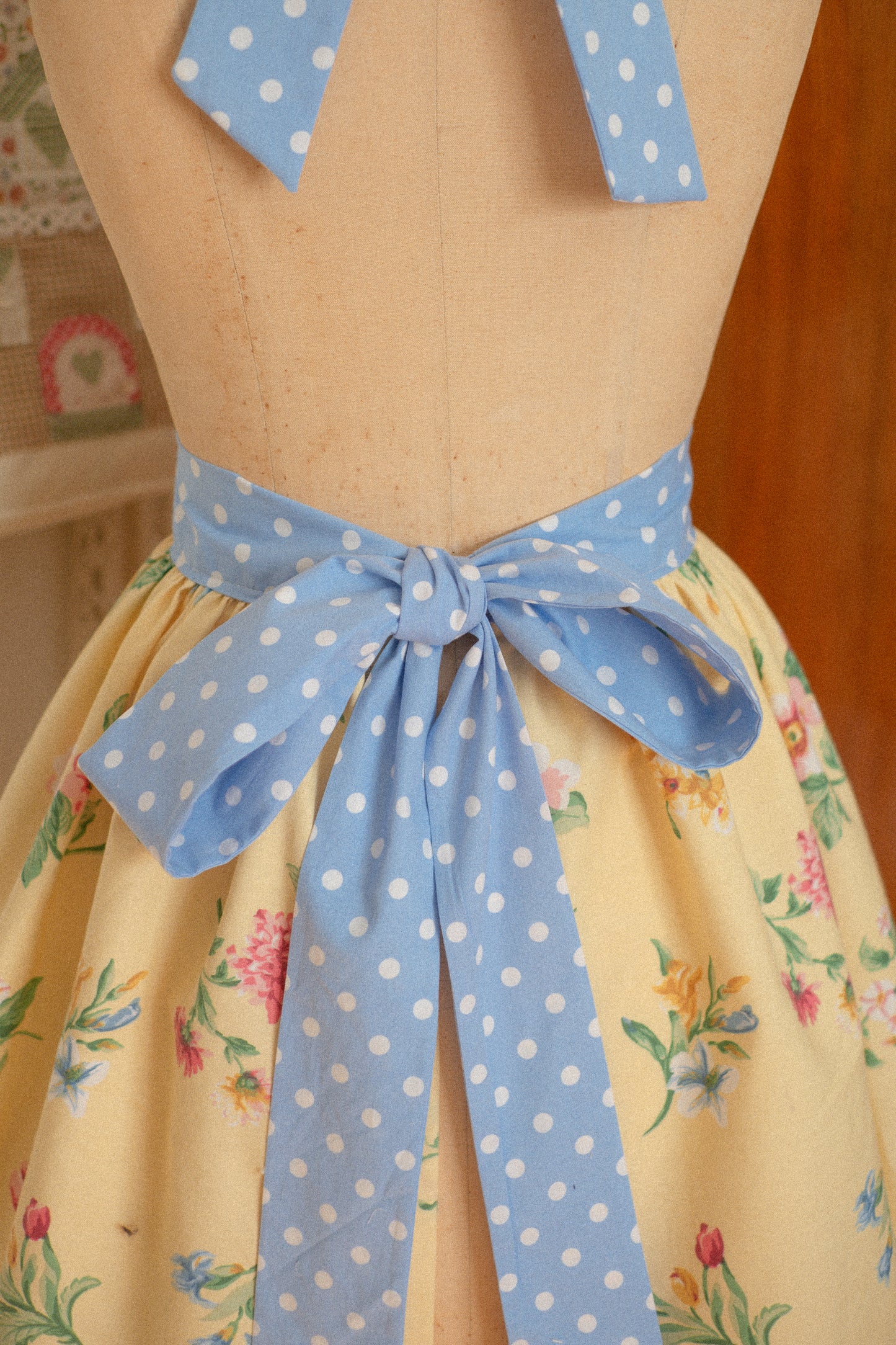 Handmade vintage inspired apron - April Showers