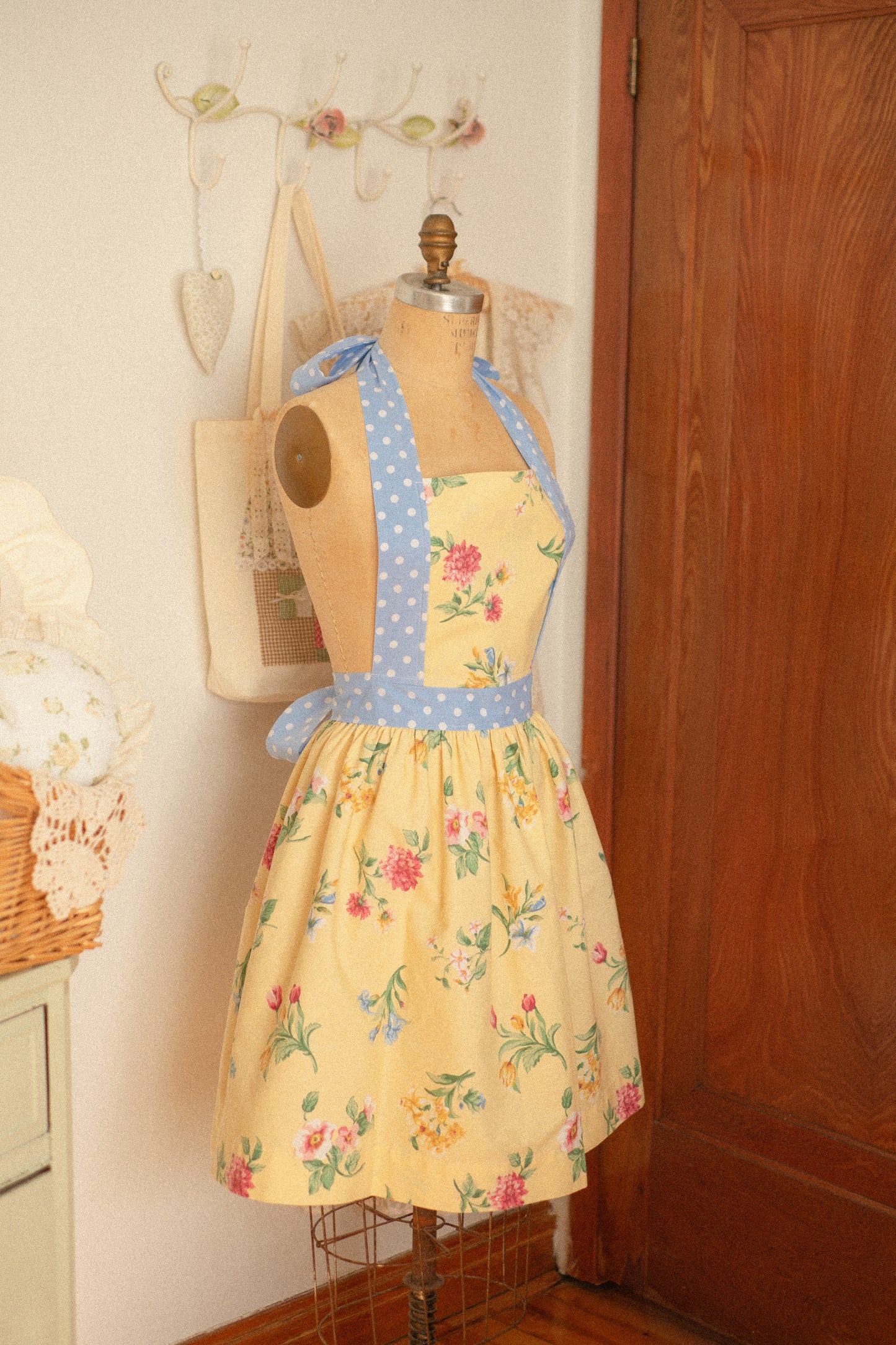 Handmade vintage inspired apron - April Showers