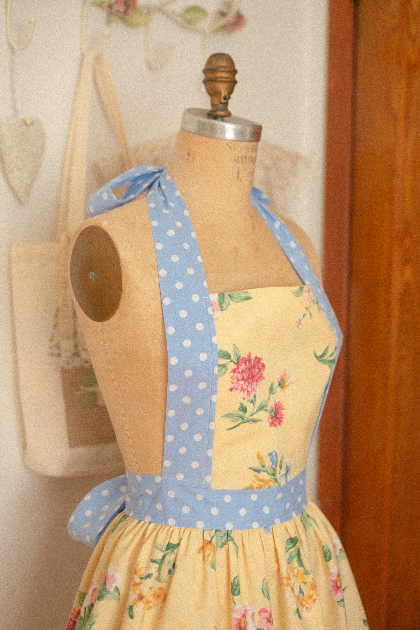 Handmade vintage inspired apron - April Showers
