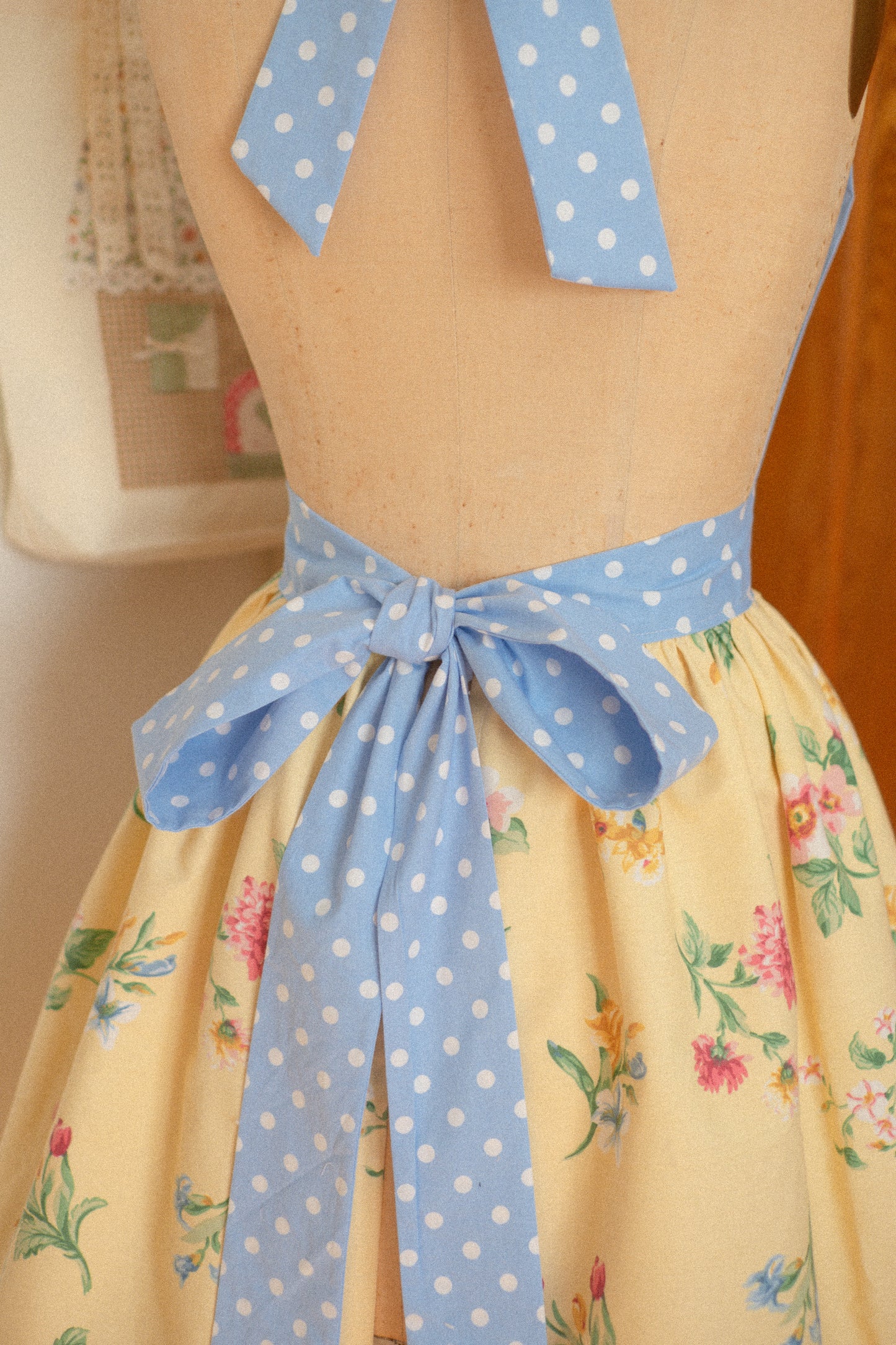 Handmade vintage inspired apron - April Showers