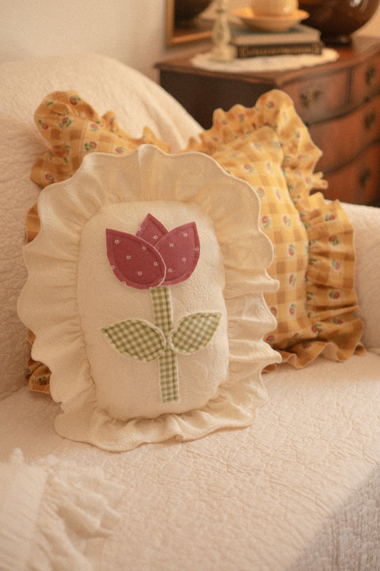 Spring tulip appliqué pillow