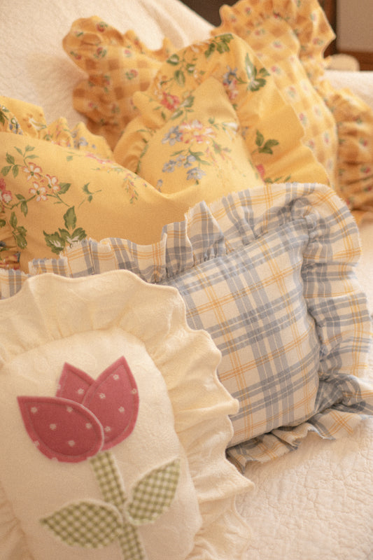 Spring tulip appliqué pillow