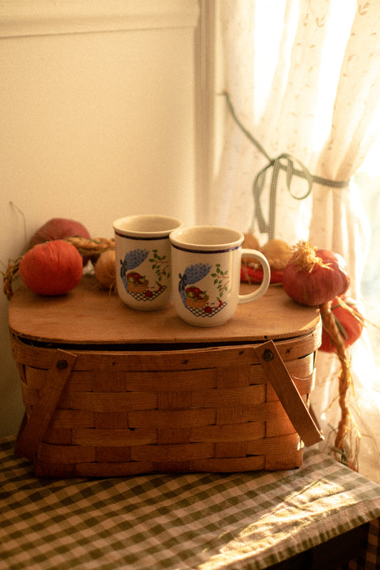 Vintage cozy cottage apple mug set🍎🧺