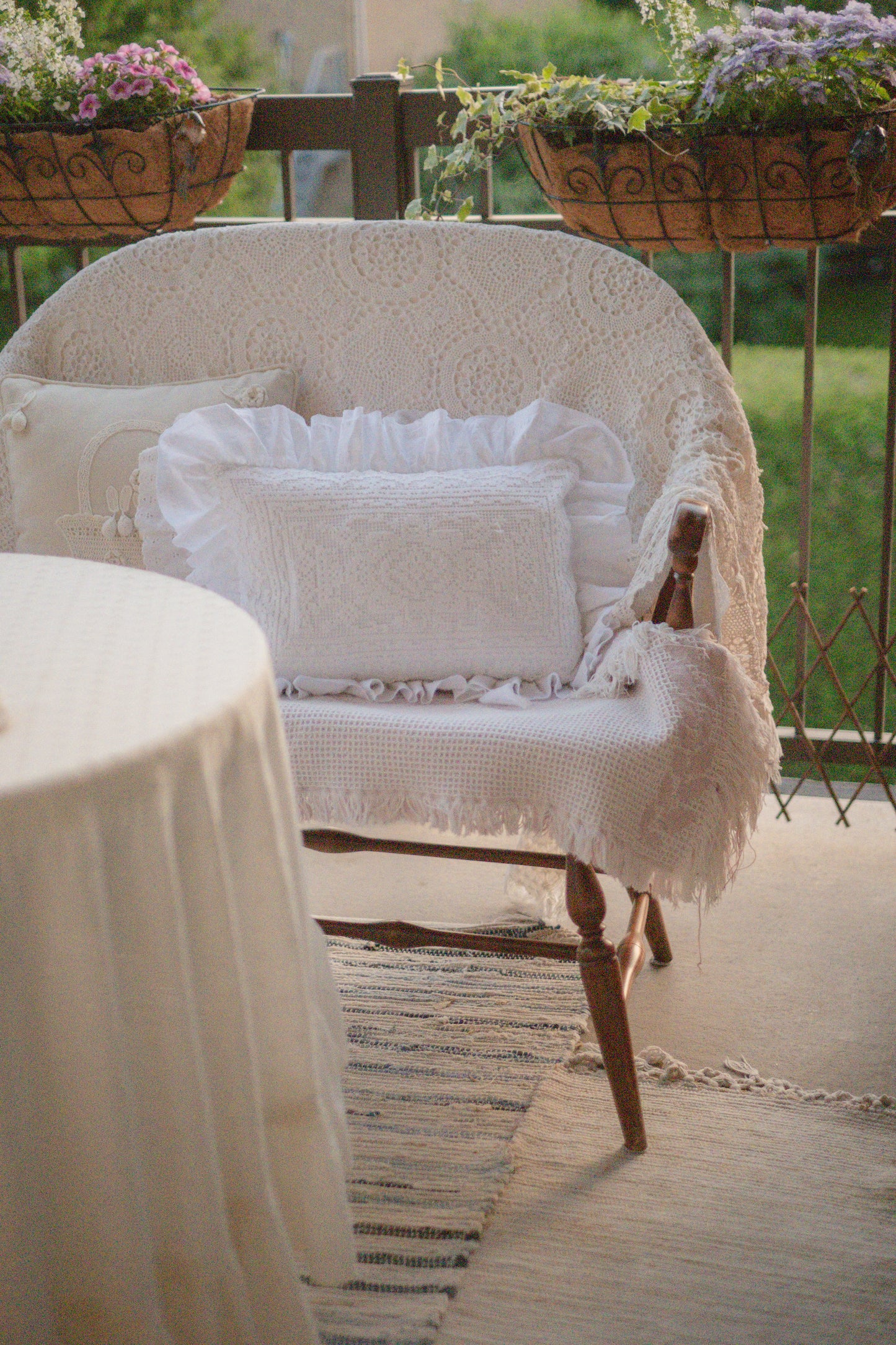 Handmade ruffled heart pillow - Antique lace
