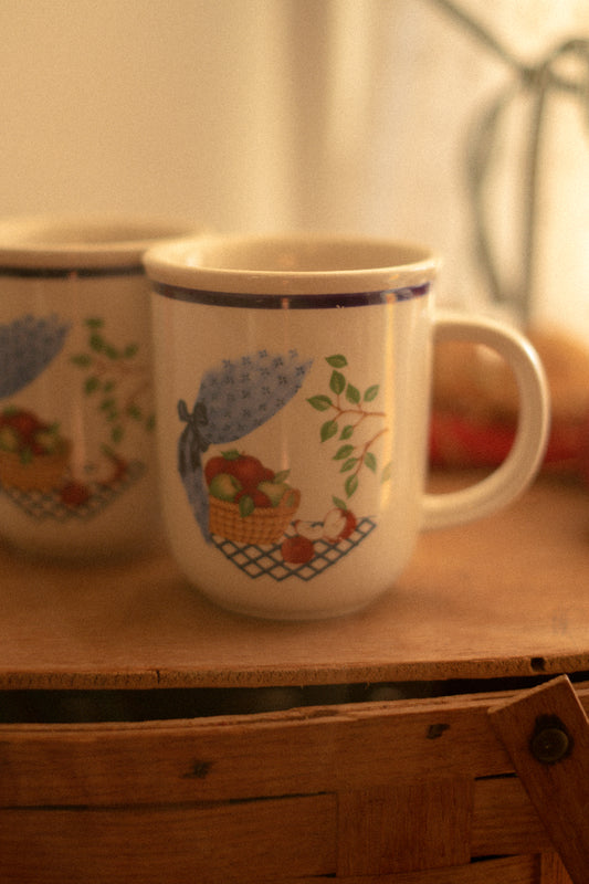 Vintage cozy cottage apple mug set🍎🧺